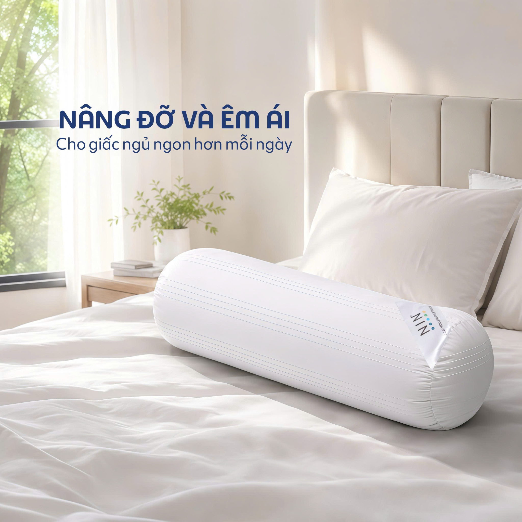Ruột gối ôm Soft Feel 100% cotton 35x100cm NIN House gòn Microfiber