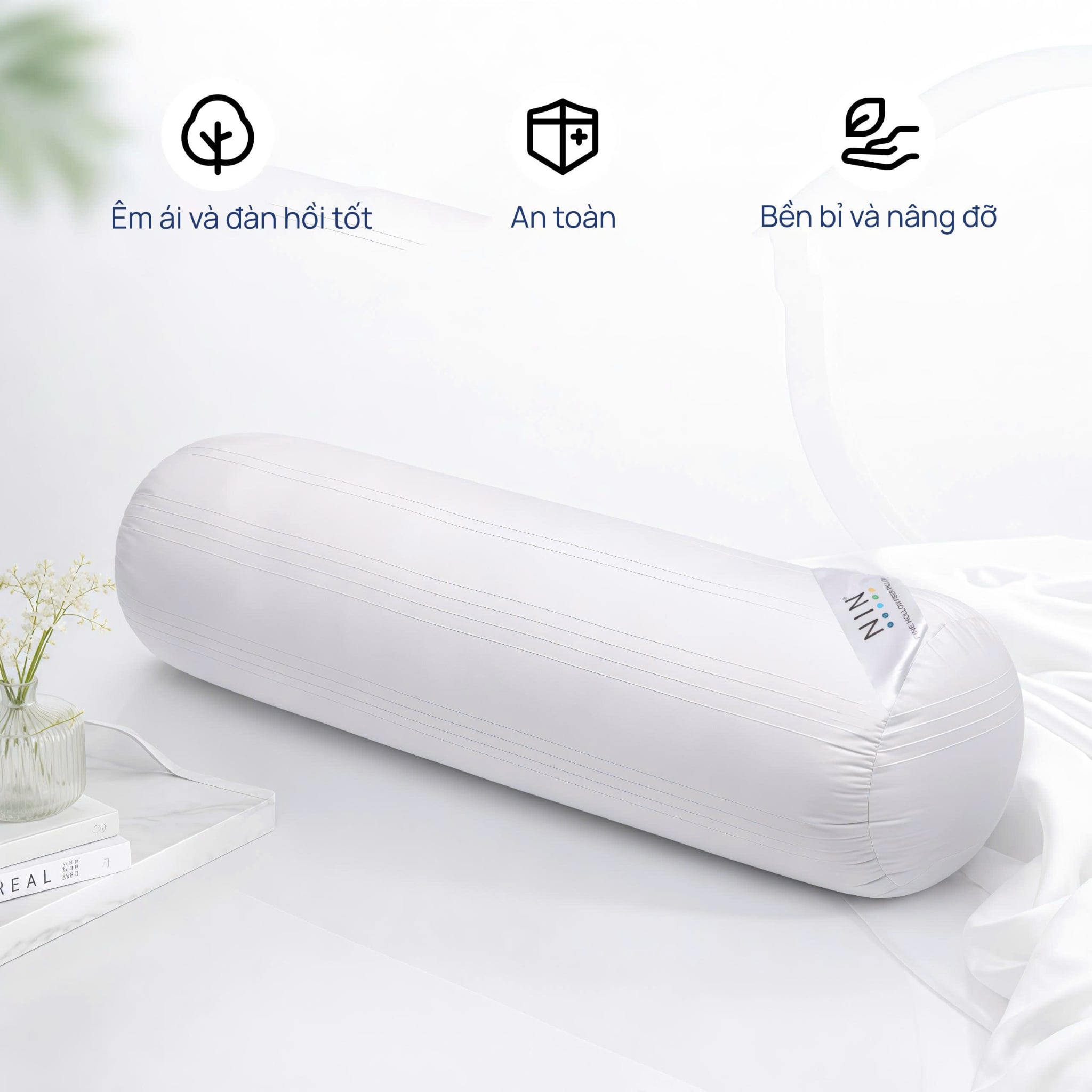Ruột gối ôm Soft Feel 100% cotton 35x100cm NIN House gòn Microfiber