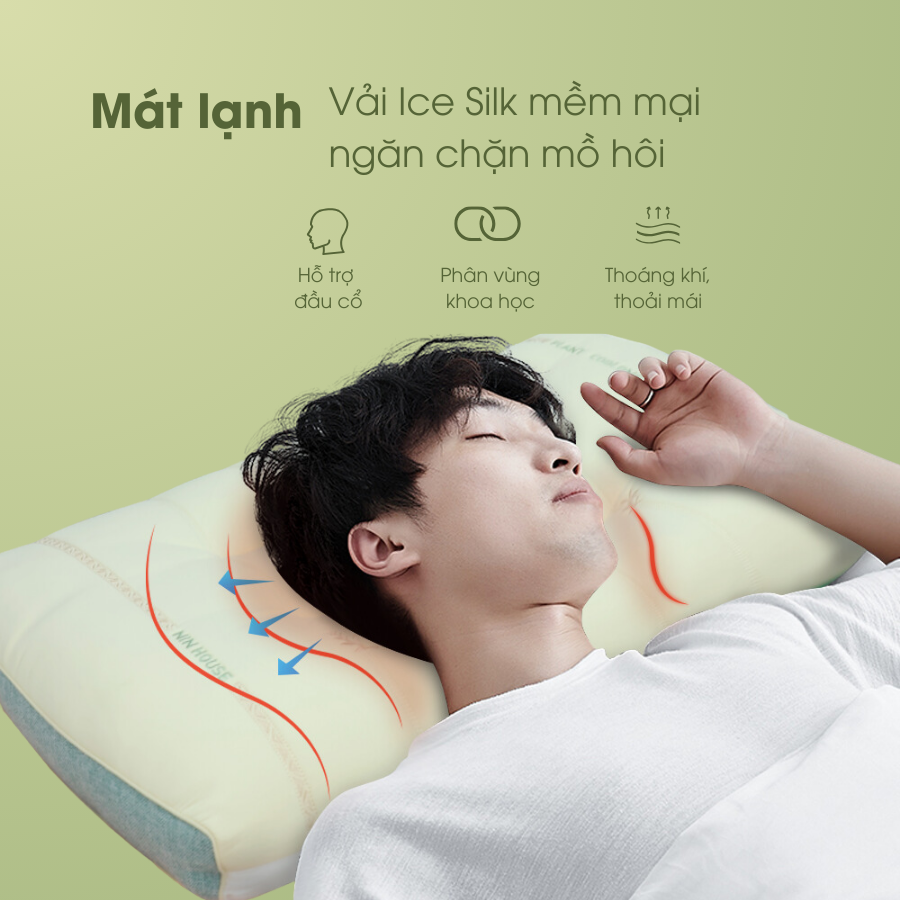 Gối thư giãn Super Fine Plant Coolong NIN House 48x74cm thảo dược, chăm sóc vai gáy cổ