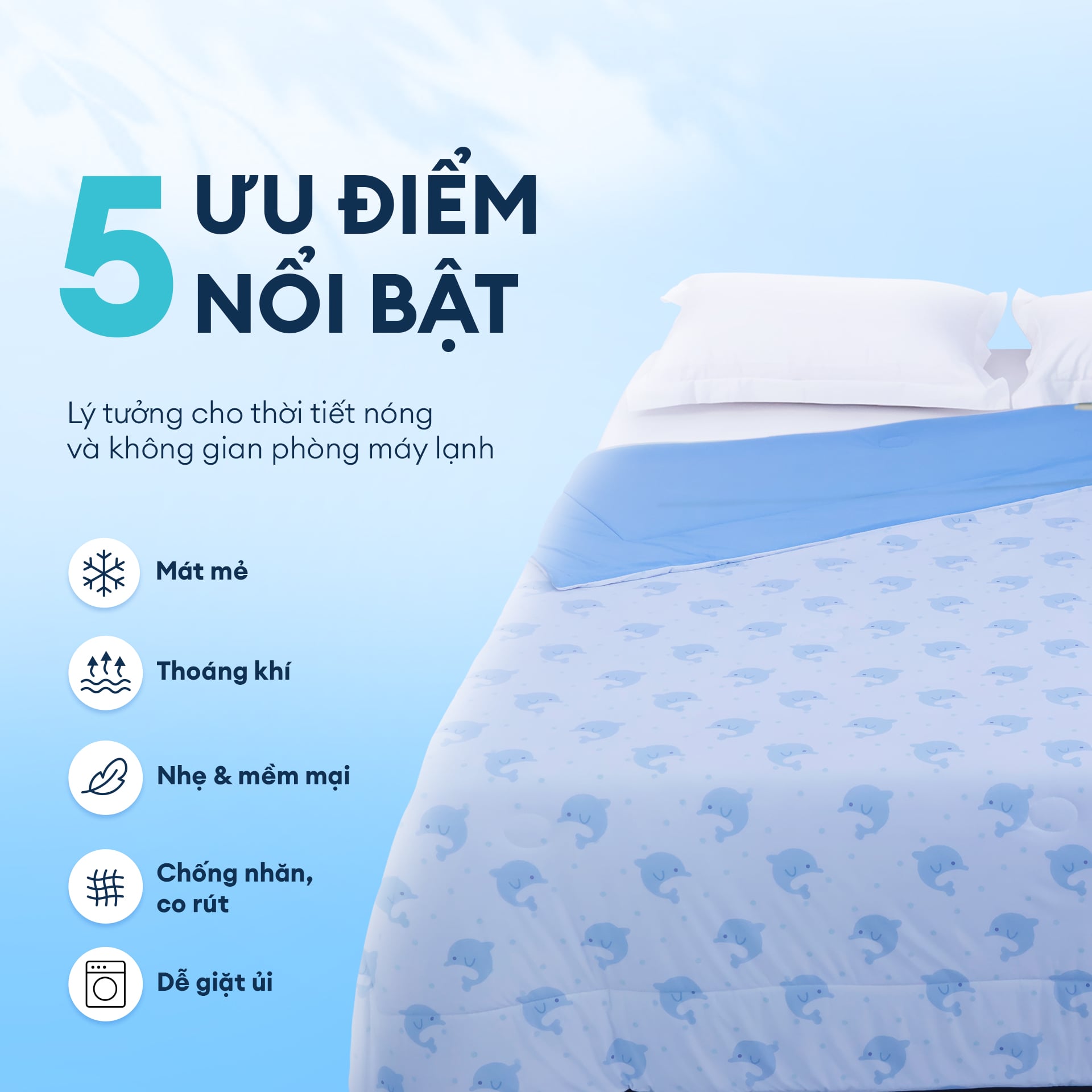 Chăn hè mát lạnh I Cool NM8040 - Mền lạnh ICool Advance NIN House hoa văn NM8040