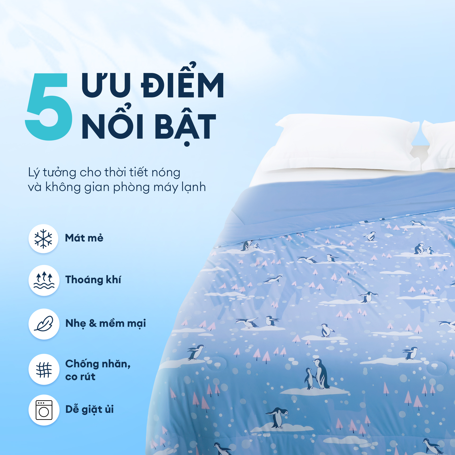 Chăn hè mát lạnh I Cool NM8037 - Mền lạnh ICool Advance NIN House hoa văn NM8037