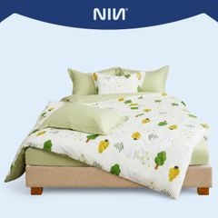 N190080 - Bộ chăn ga gối 100% cotton sateen NIN Collins N190080