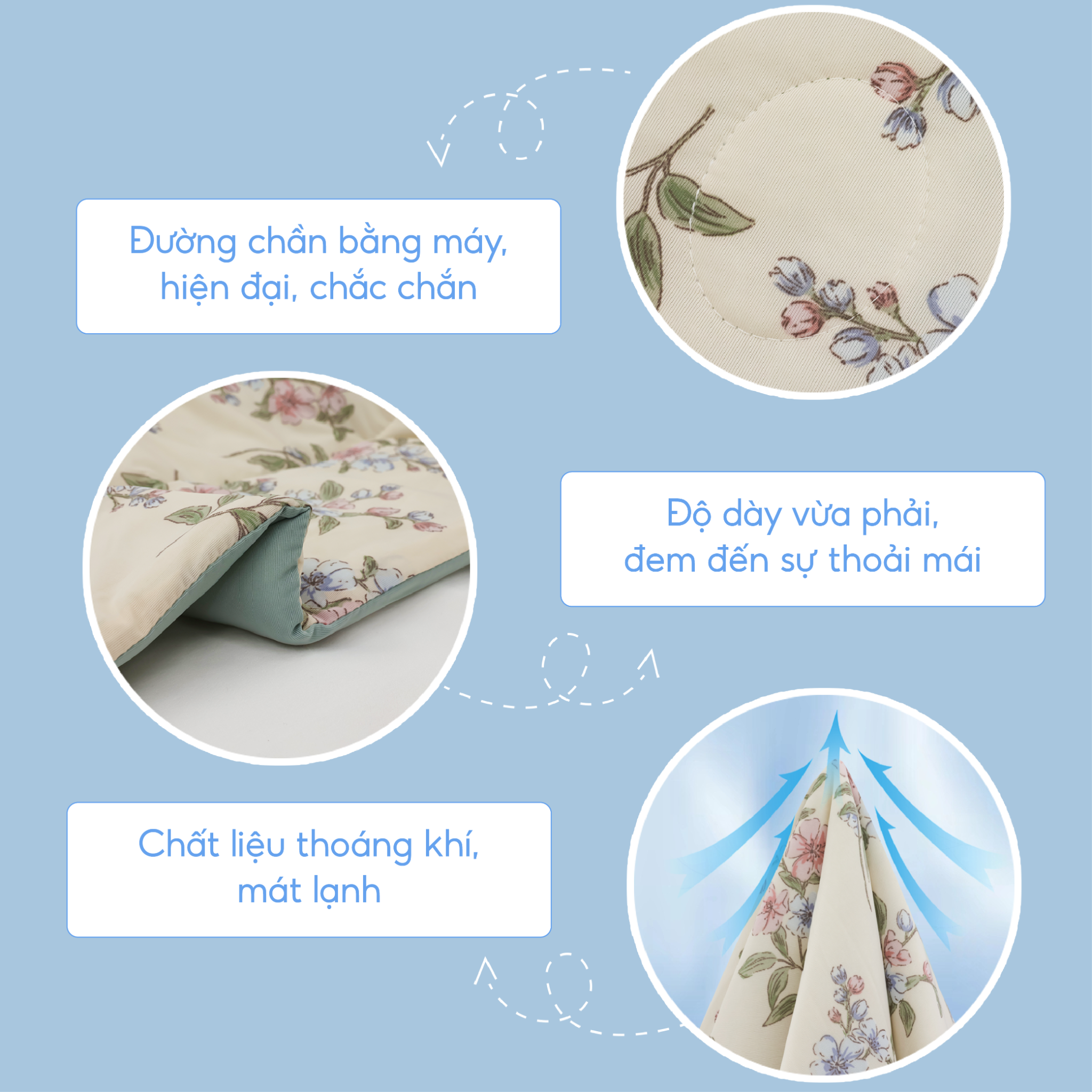 Chăn hè mát lạnh I Cool NM8033 - Mền lạnh ICool Advance NIN House hoa văn NM8033