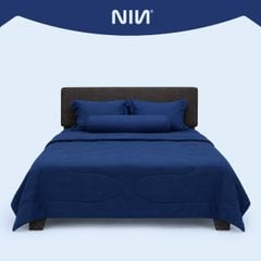 C190712 - Bộ chăn ga gối Microfiber NIN CLASSIC màu xanh Navy