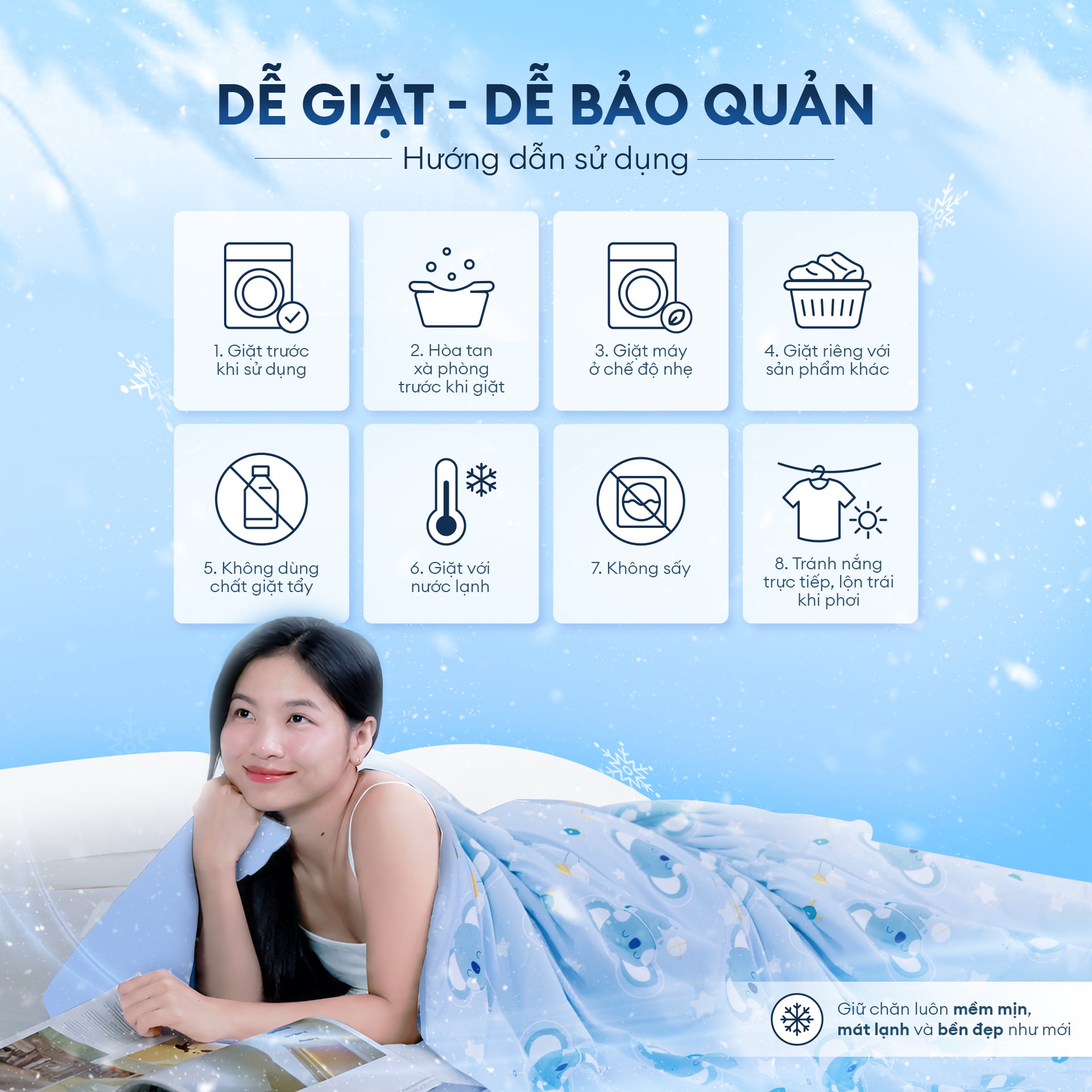 Chăn hè mát lạnh I Cool NM8042 - Mền lạnh ICool Advance NIN House hoa văn NM8042