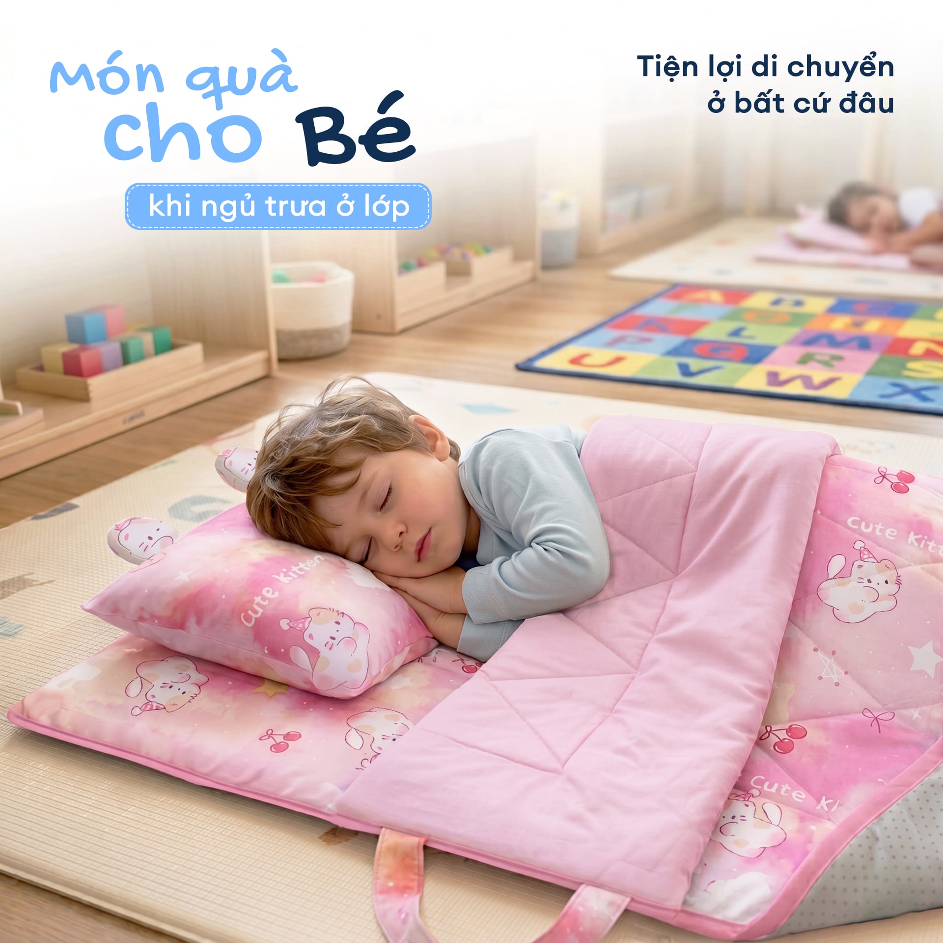 NM8044 - Bộ 5 món gấp gọn tiện lợi cho bé đi học Cooling Fabric cao cấp