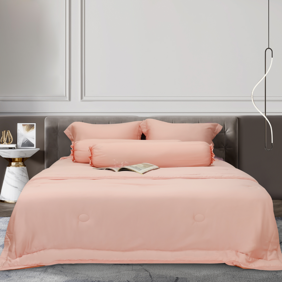 Bộ chăn ga gối Tencel NIN Florence màu Rose