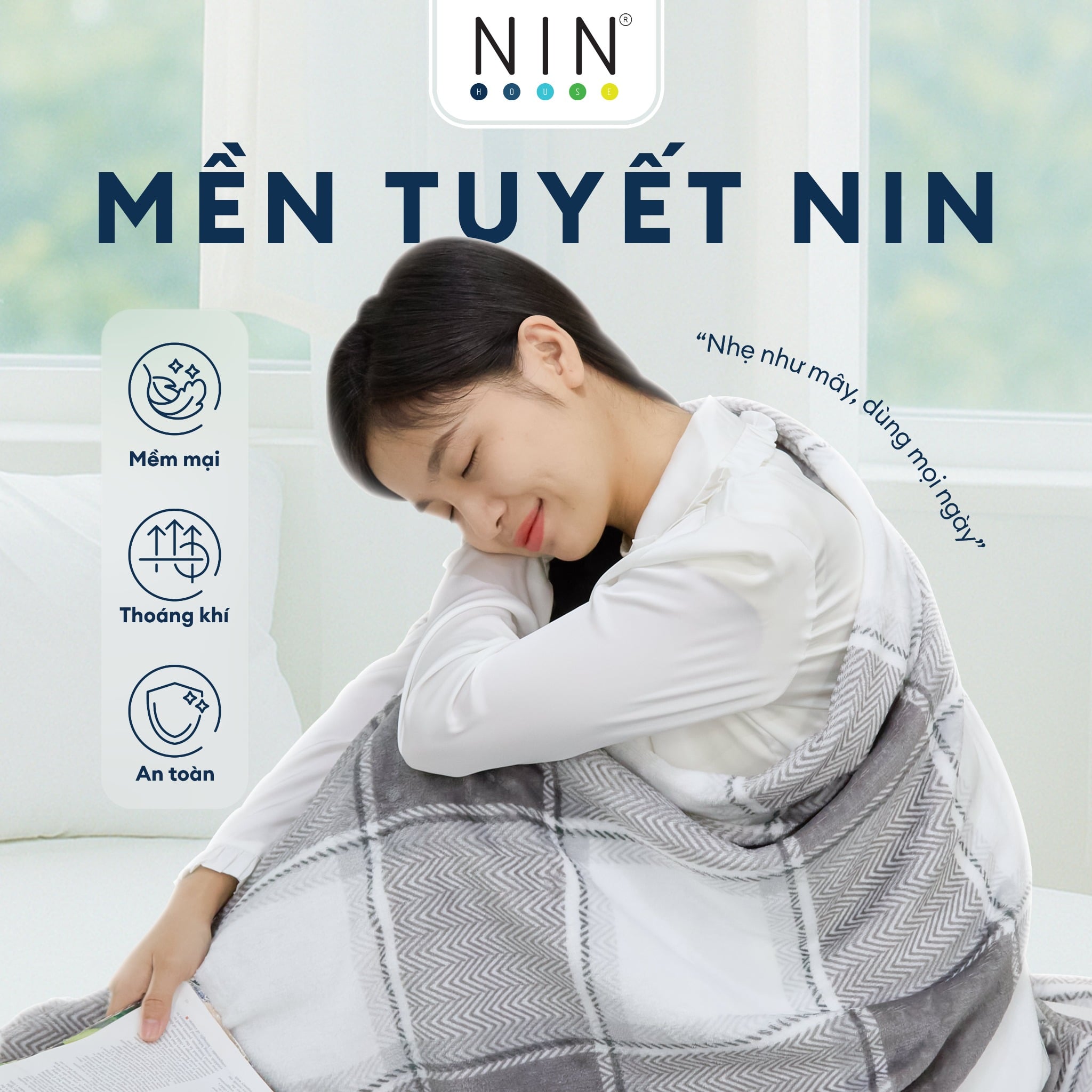 Mền tuyết hoa văn NIN màu CLASSIC GREY