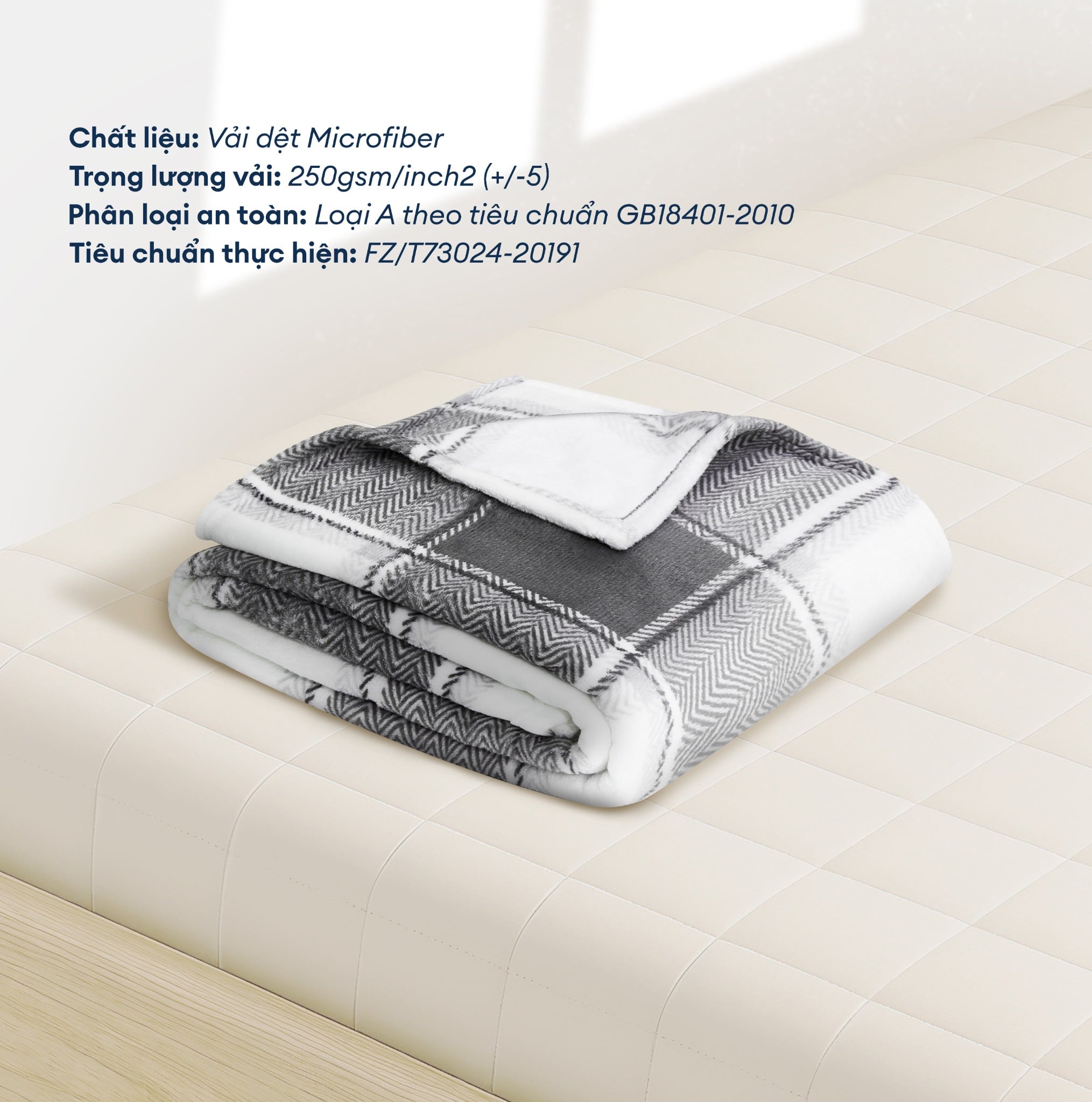 Mền tuyết hoa văn NIN màu CLASSIC GREY