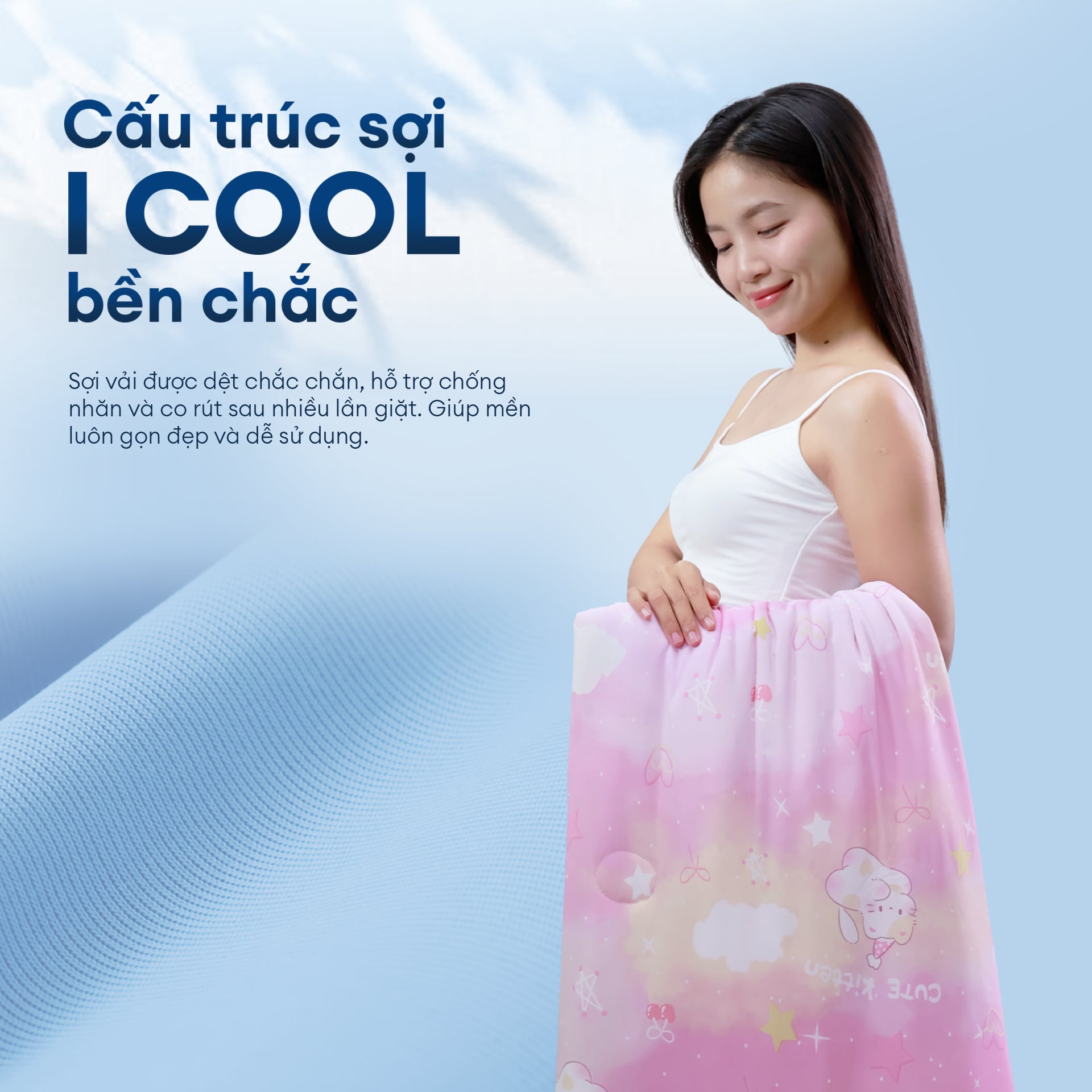 Chăn hè mát lạnh I Cool NM8044 - Mền lạnh ICool Advance NIN House hoa văn NM8044