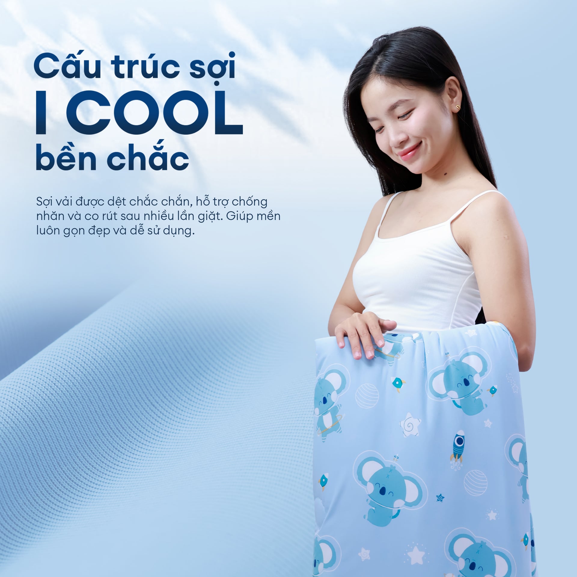 Chăn hè mát lạnh I Cool NM8042 - Mền lạnh ICool Advance NIN House hoa văn NM8042