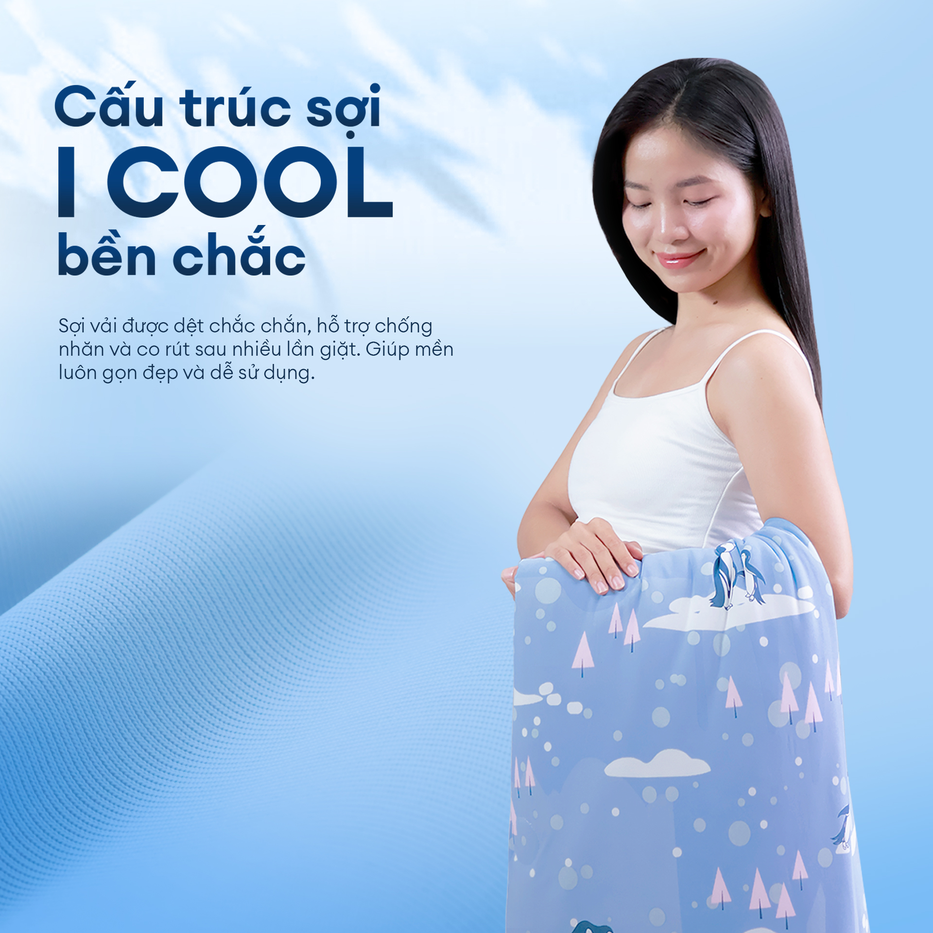 Chăn hè mát lạnh I Cool NM8037 - Mền lạnh ICool Advance NIN House hoa văn NM8037