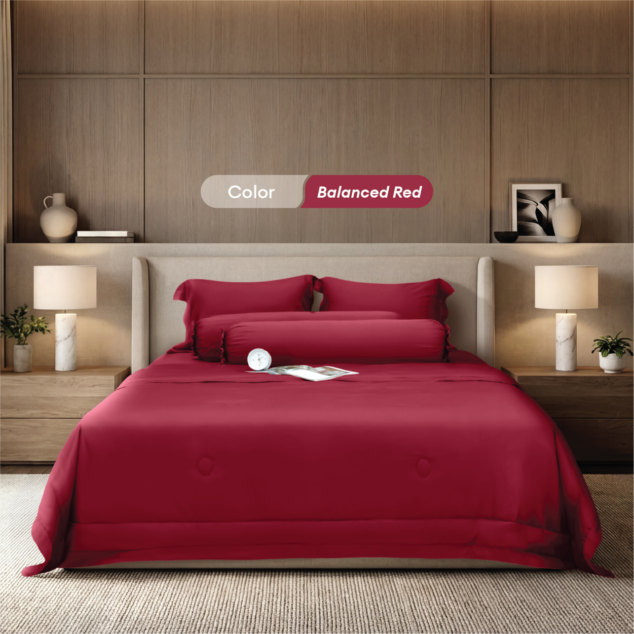 Bộ chăn ga gối Tencel NIN Florence Balanced Red
