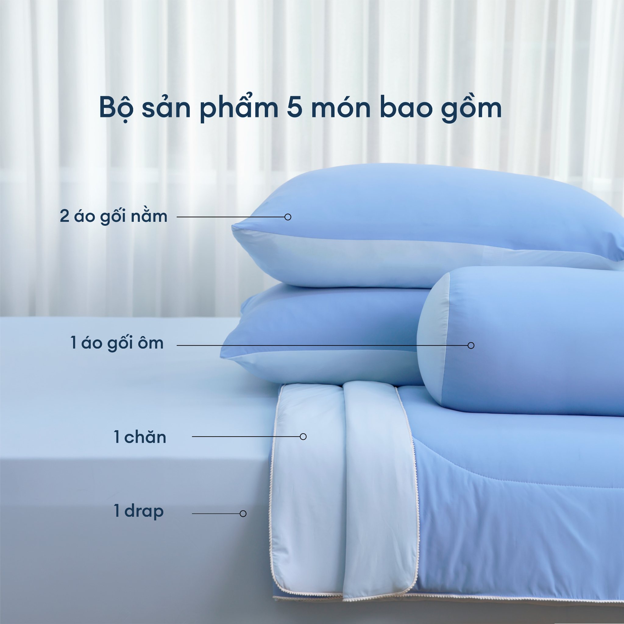 Sky Blue - Bộ chăn ga gối NIN Cool Plus