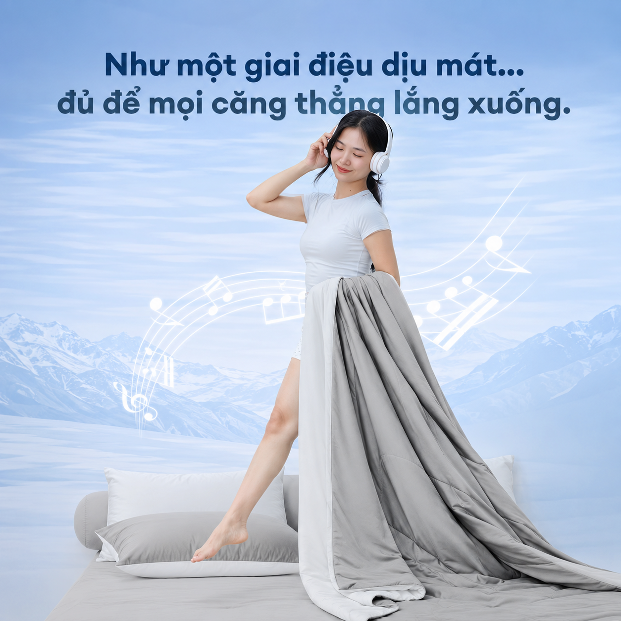 Mist Grey - Bộ chăn ga gối NIN Cool Plus