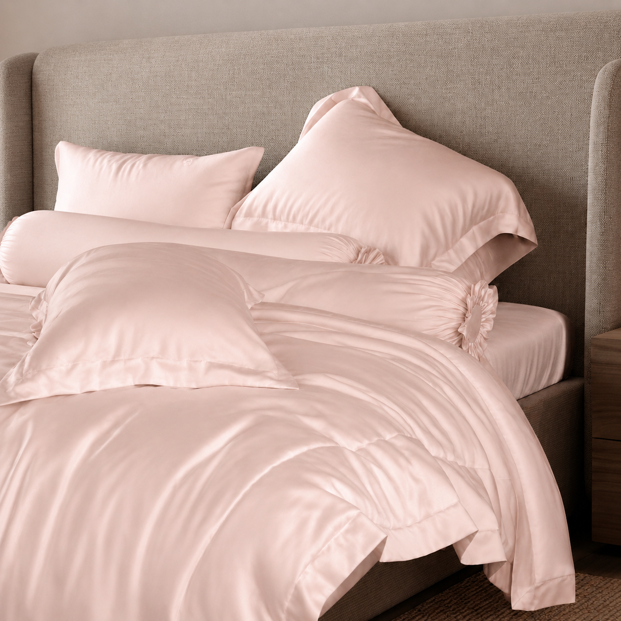 Bộ chăn ga gối Tencel NIN Florence Pink Sand