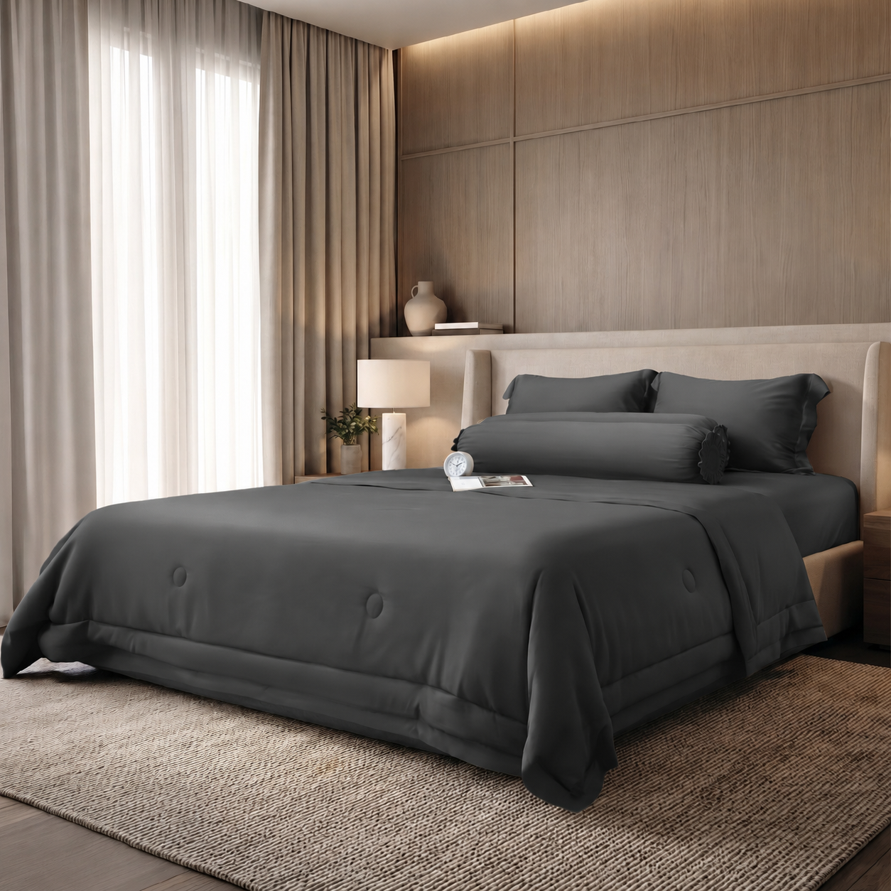 Bộ chăn ga gối Tencel NIN Florence Slate Gray