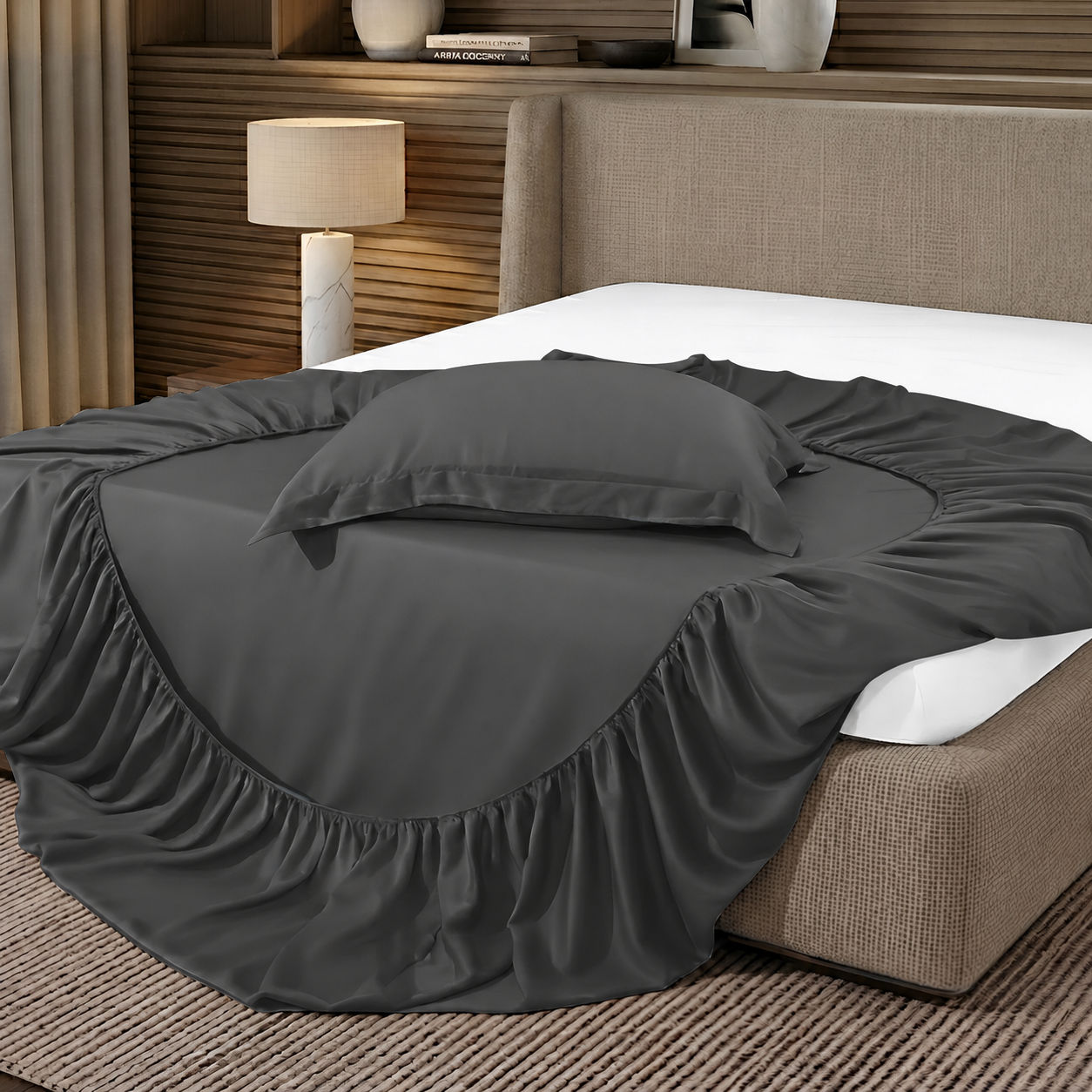 Bộ chăn ga gối Tencel NIN Florence Slate Gray