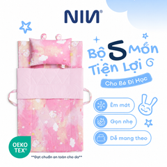 NM8044 - Bộ 5 món gấp gọn tiện lợi cho bé đi học Cooling Fabric cao cấp