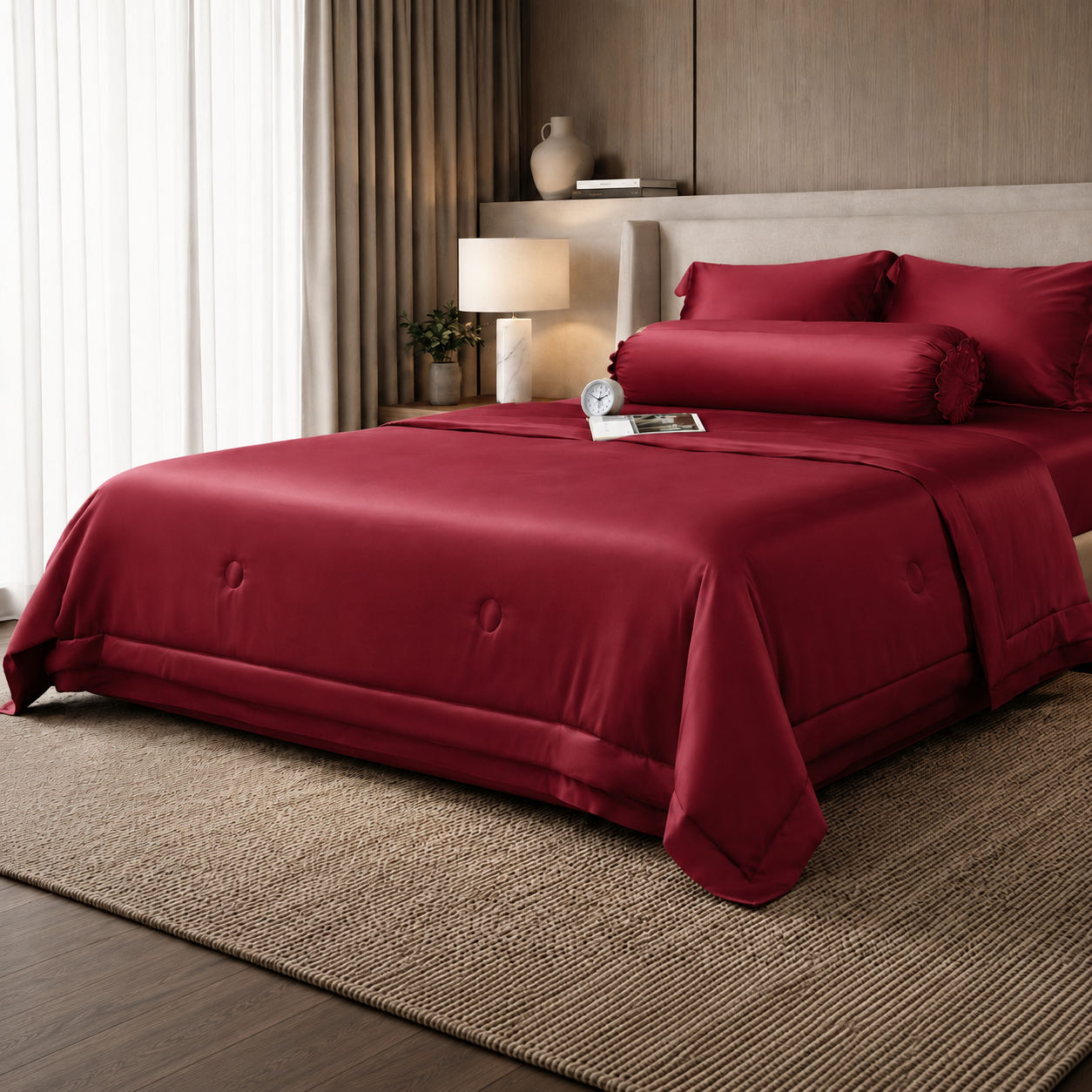 Bộ chăn ga gối Tencel NIN Florence Balanced Red