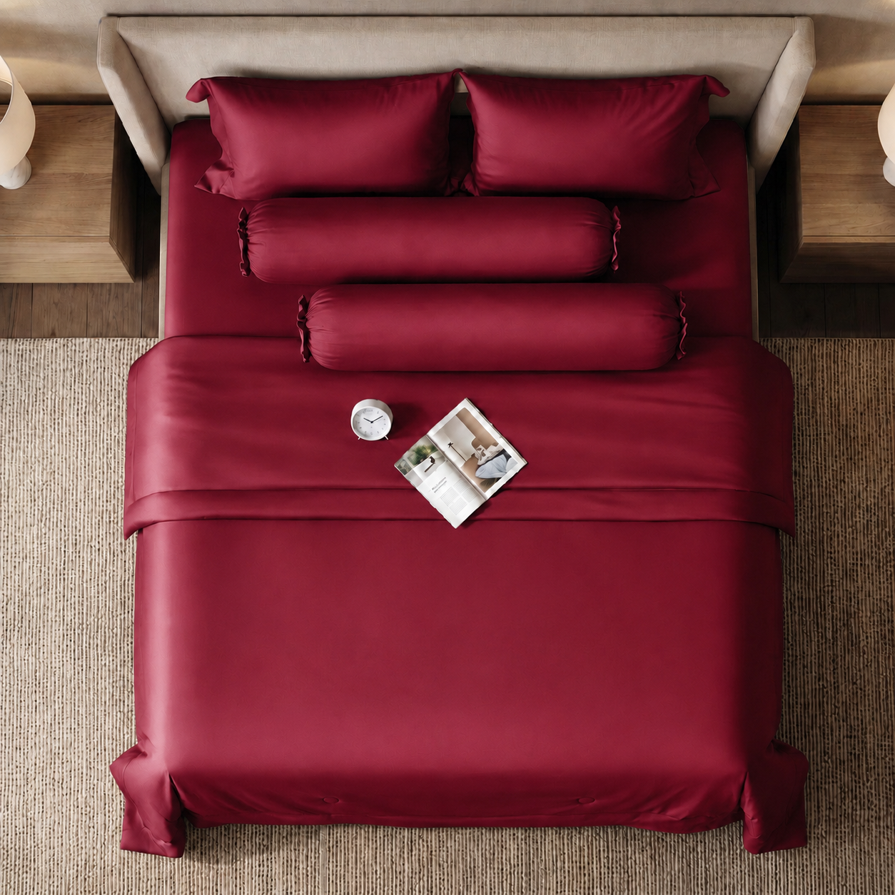 Bộ chăn ga gối Tencel NIN Florence Balanced Red