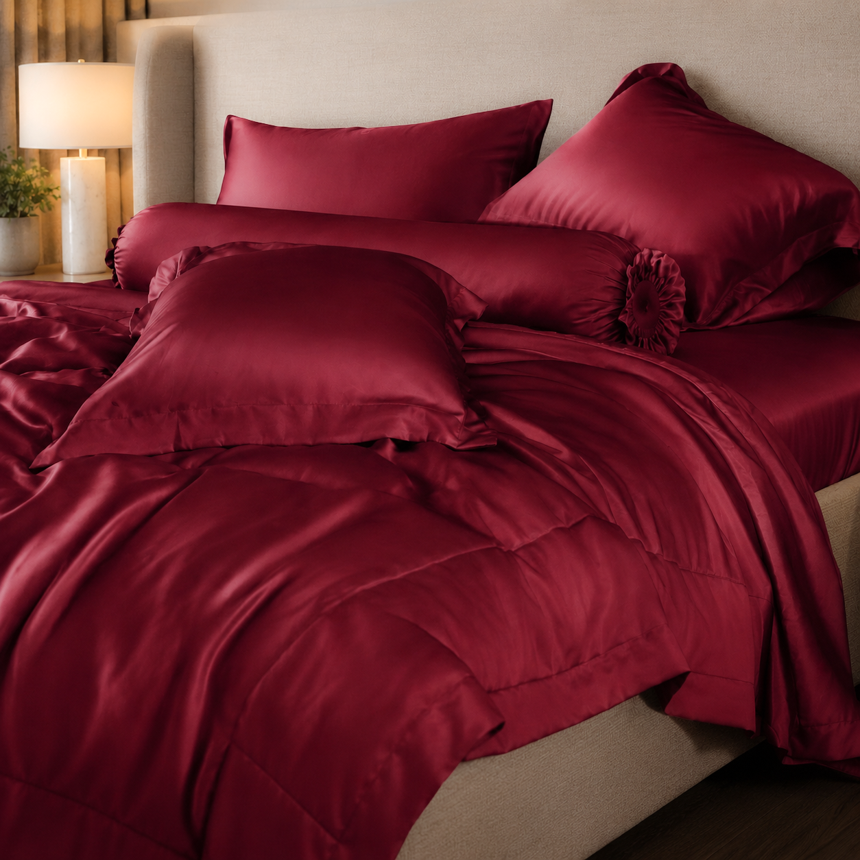 Bộ chăn ga gối Tencel NIN Florence Balanced Red