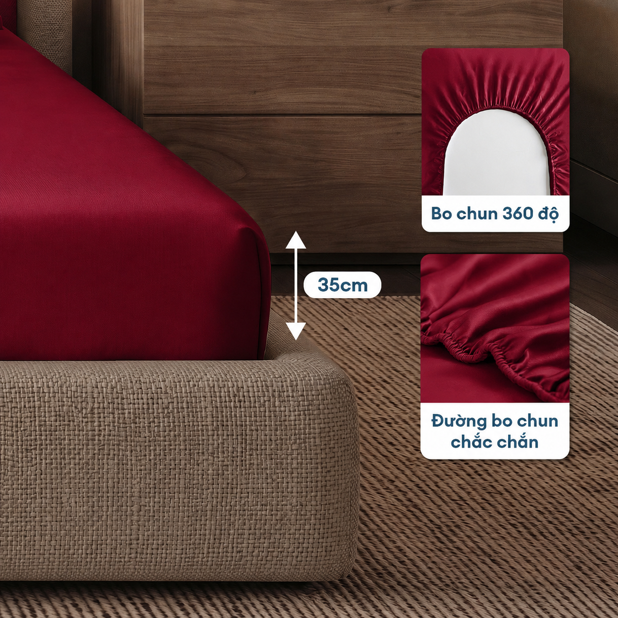 Bộ chăn ga gối Tencel NIN Florence Balanced Red