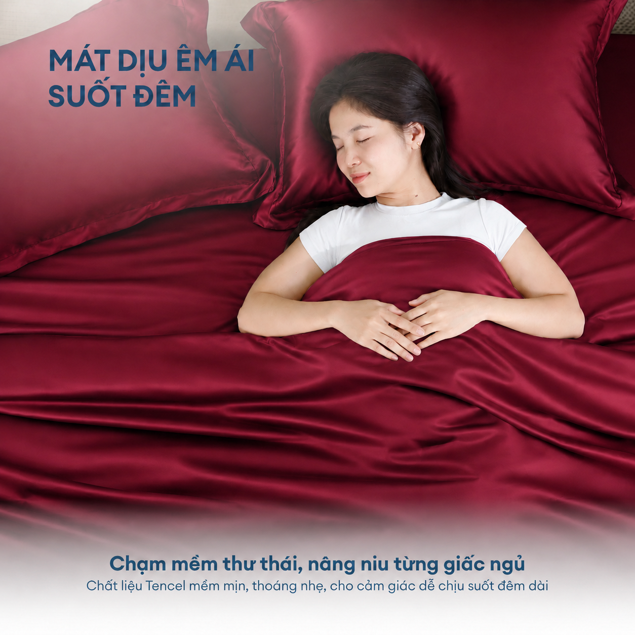 Bộ chăn ga gối Tencel NIN Florence Balanced Red