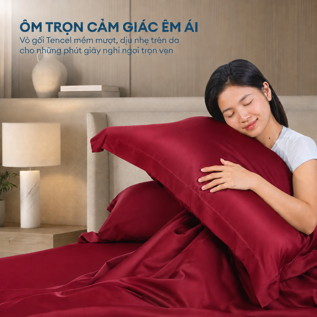 Bộ chăn ga gối Tencel NIN Florence Balanced Red