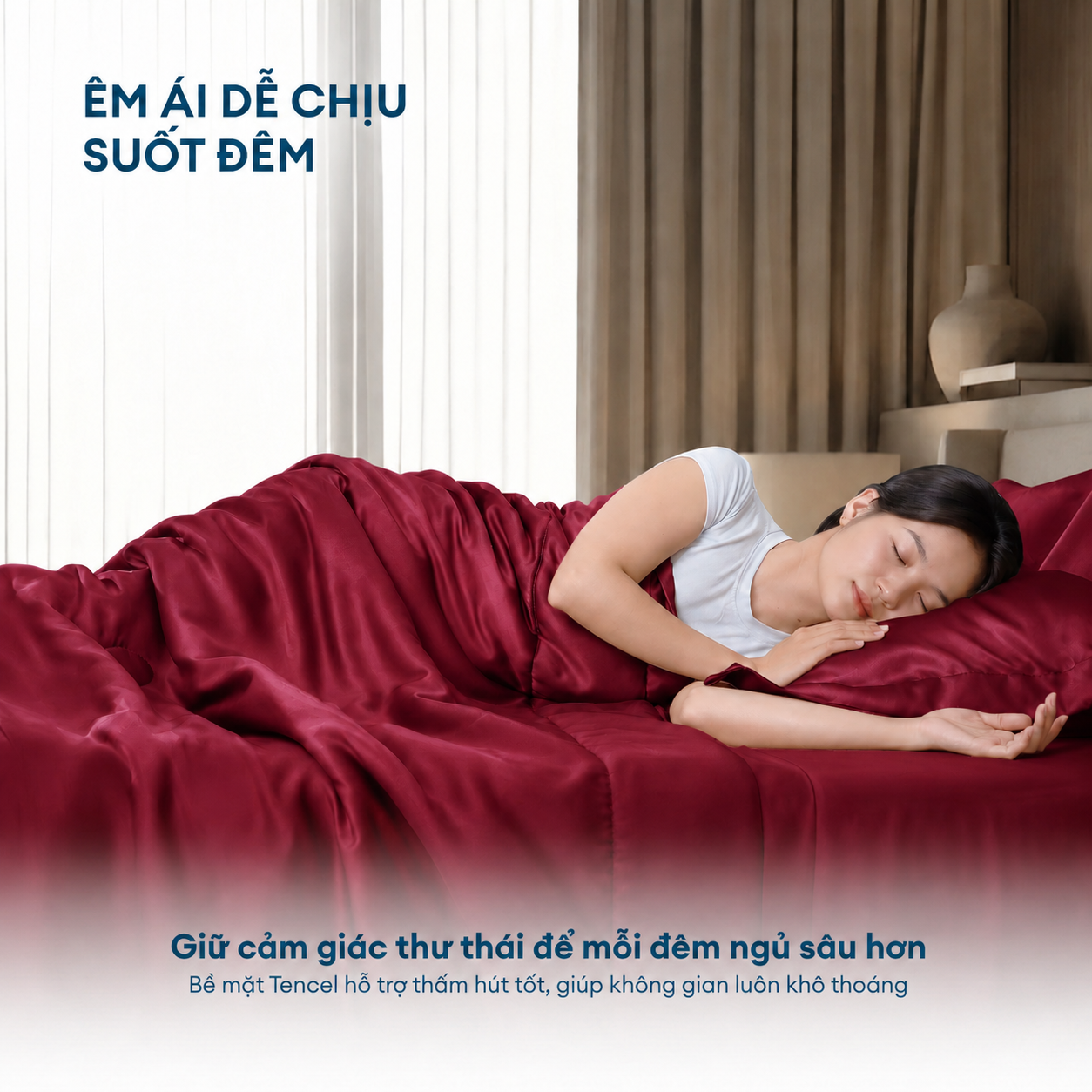 Bộ chăn ga gối Tencel NIN Florence Balanced Red
