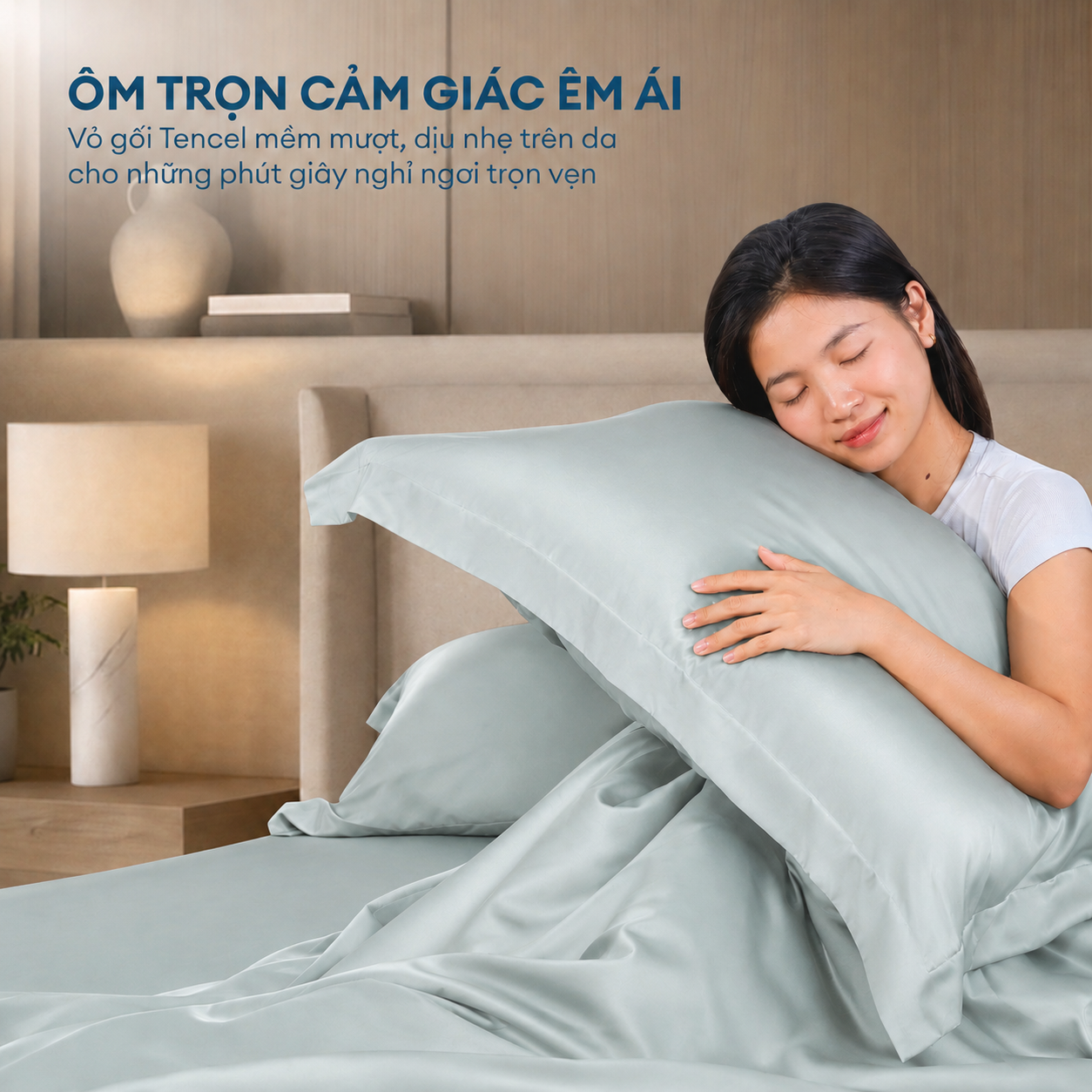 Bộ chăn ga gối Tencel NIN Florence Calm Mist
