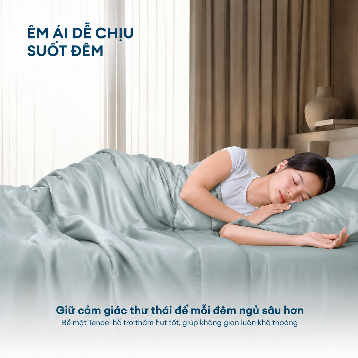 Bộ chăn ga gối Tencel NIN Florence Calm Mist