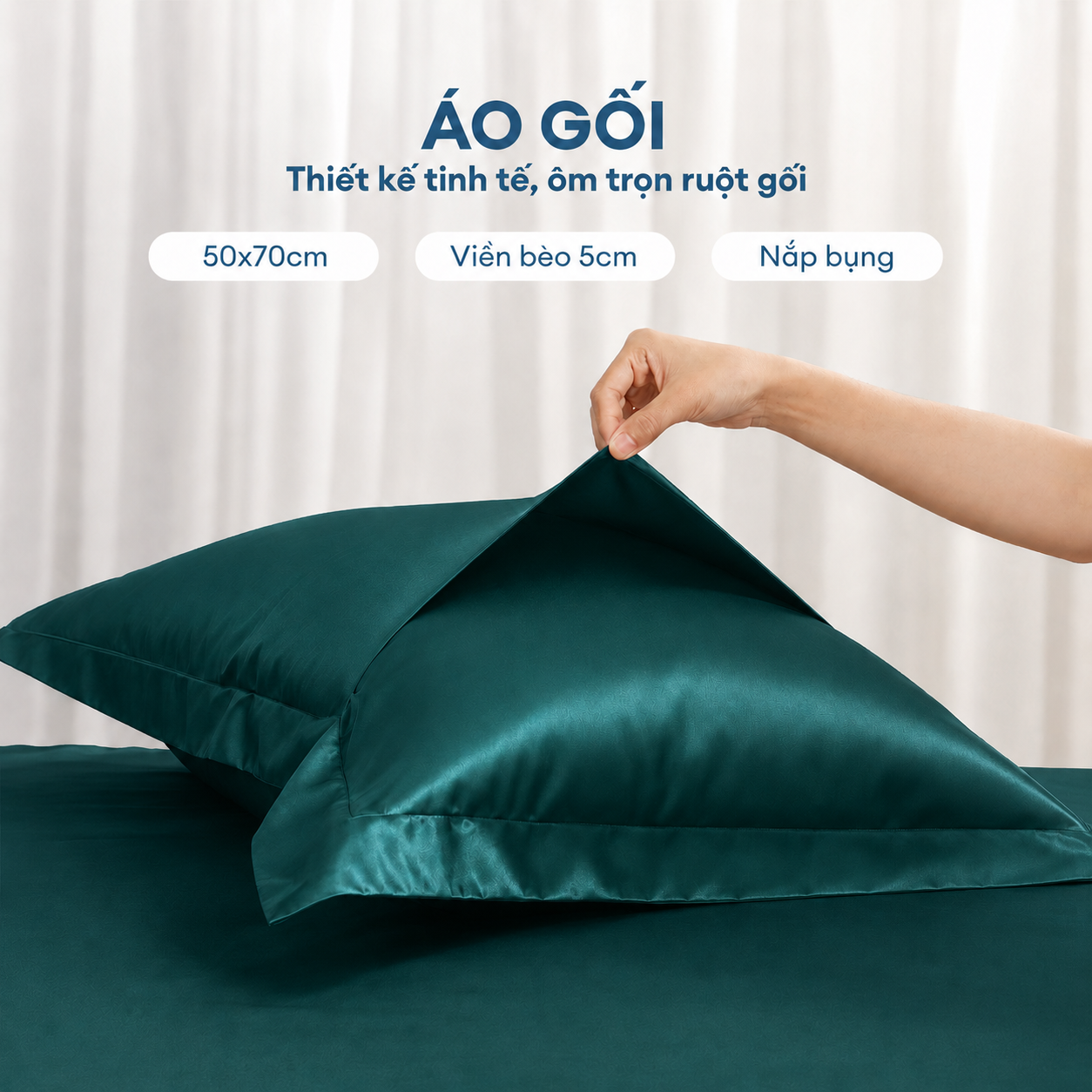 Bộ chăn ga gối Tencel NIN Florence Forest Green
