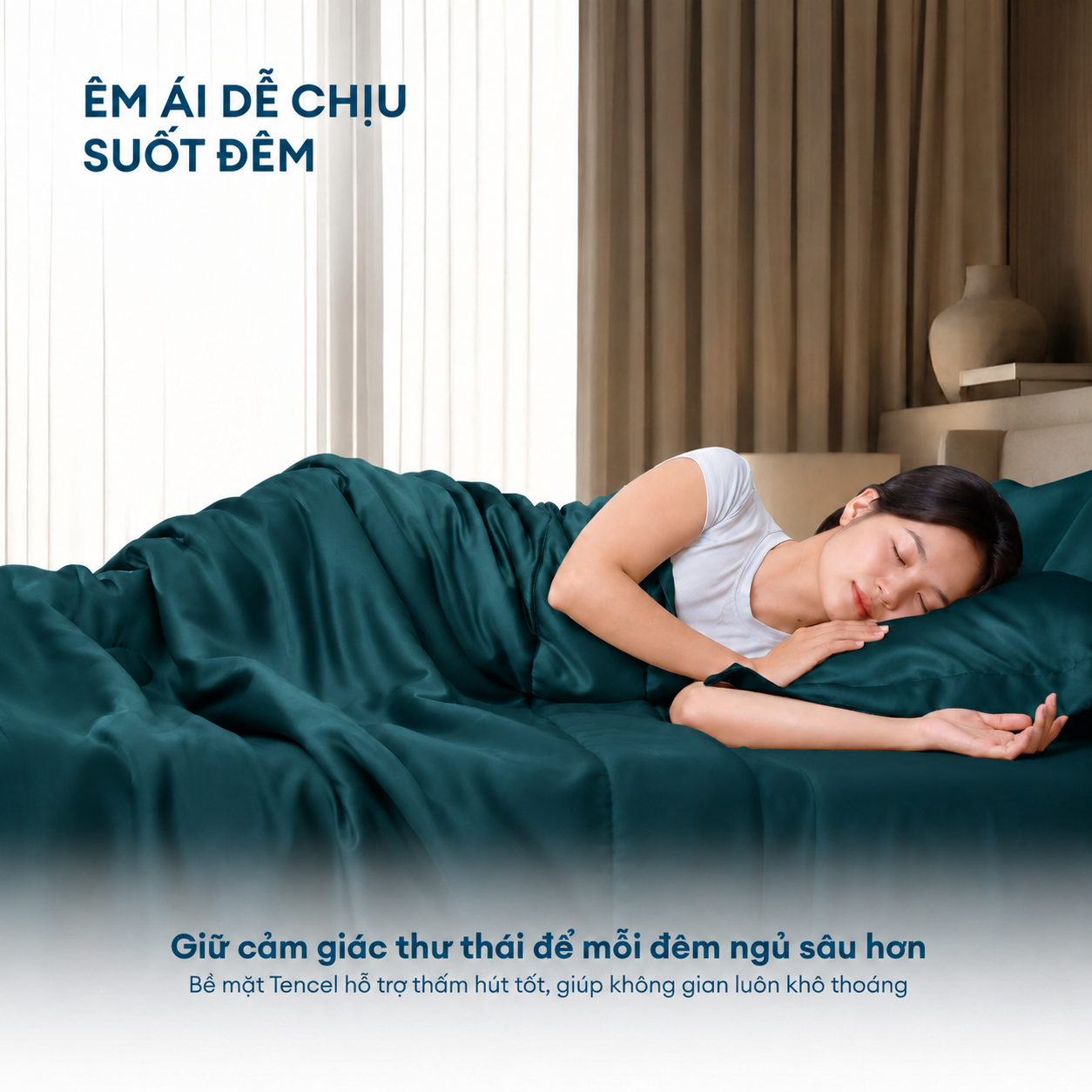 Bộ chăn ga gối Tencel NIN Florence Forest Green
