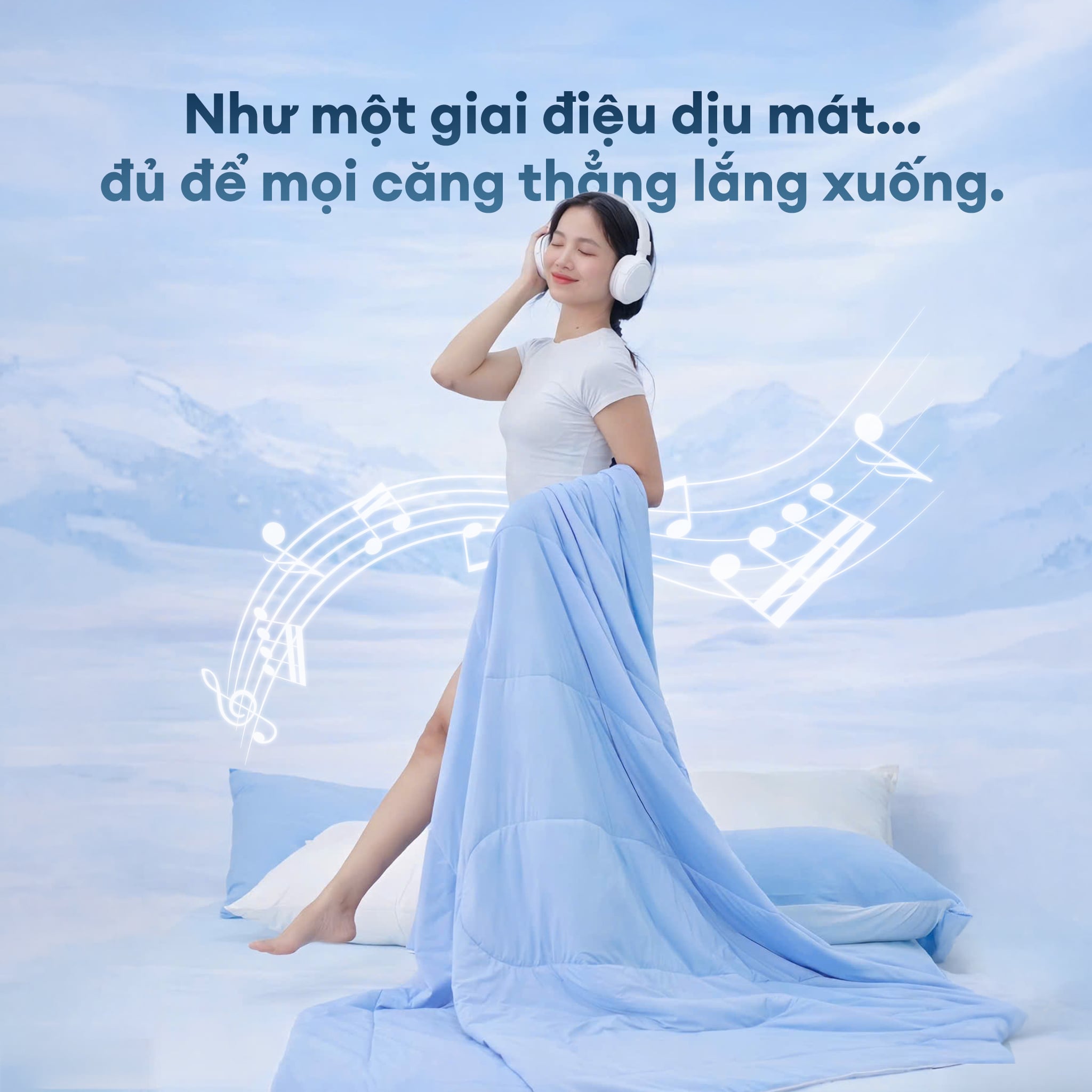 SKY BLUE - Bộ chăn ga gối NIN Cool Plus
