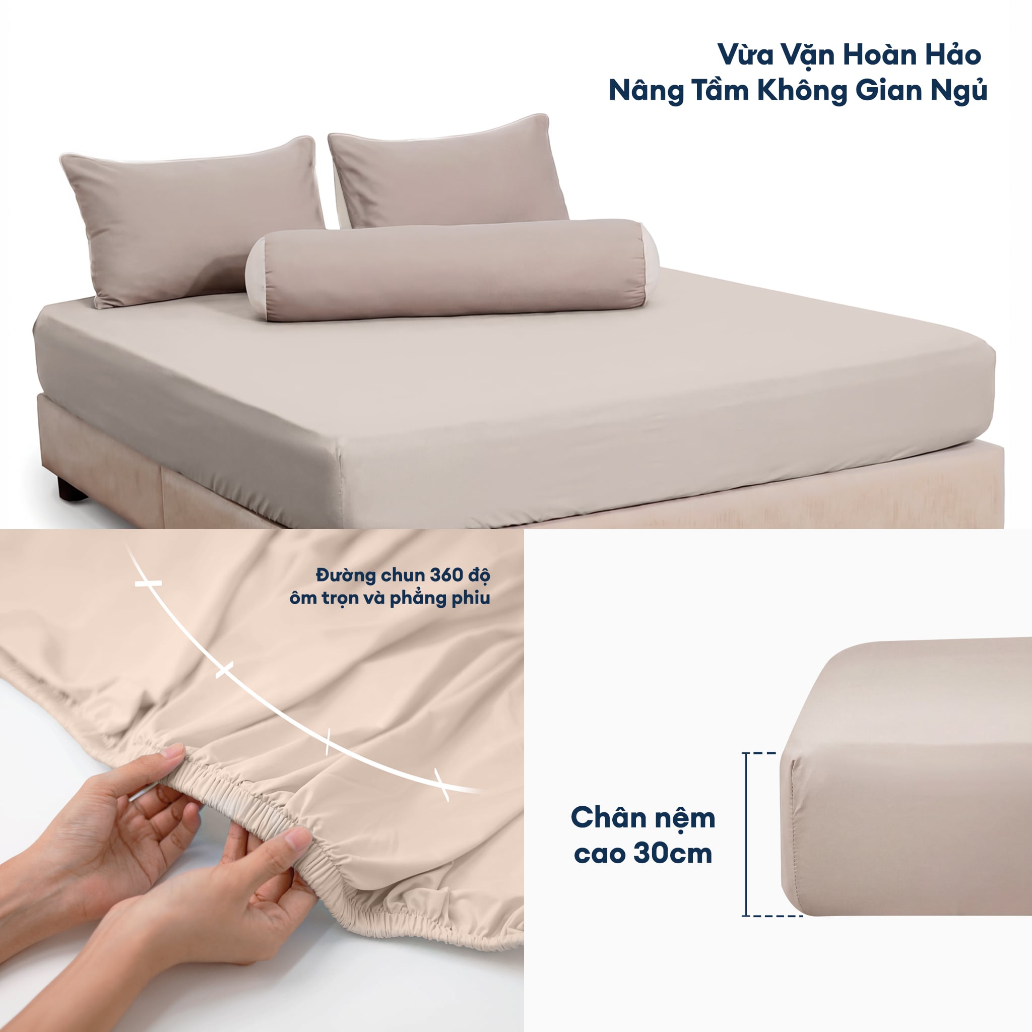 Warm Grey - Bộ chăn ga gối NIN Cool Plus