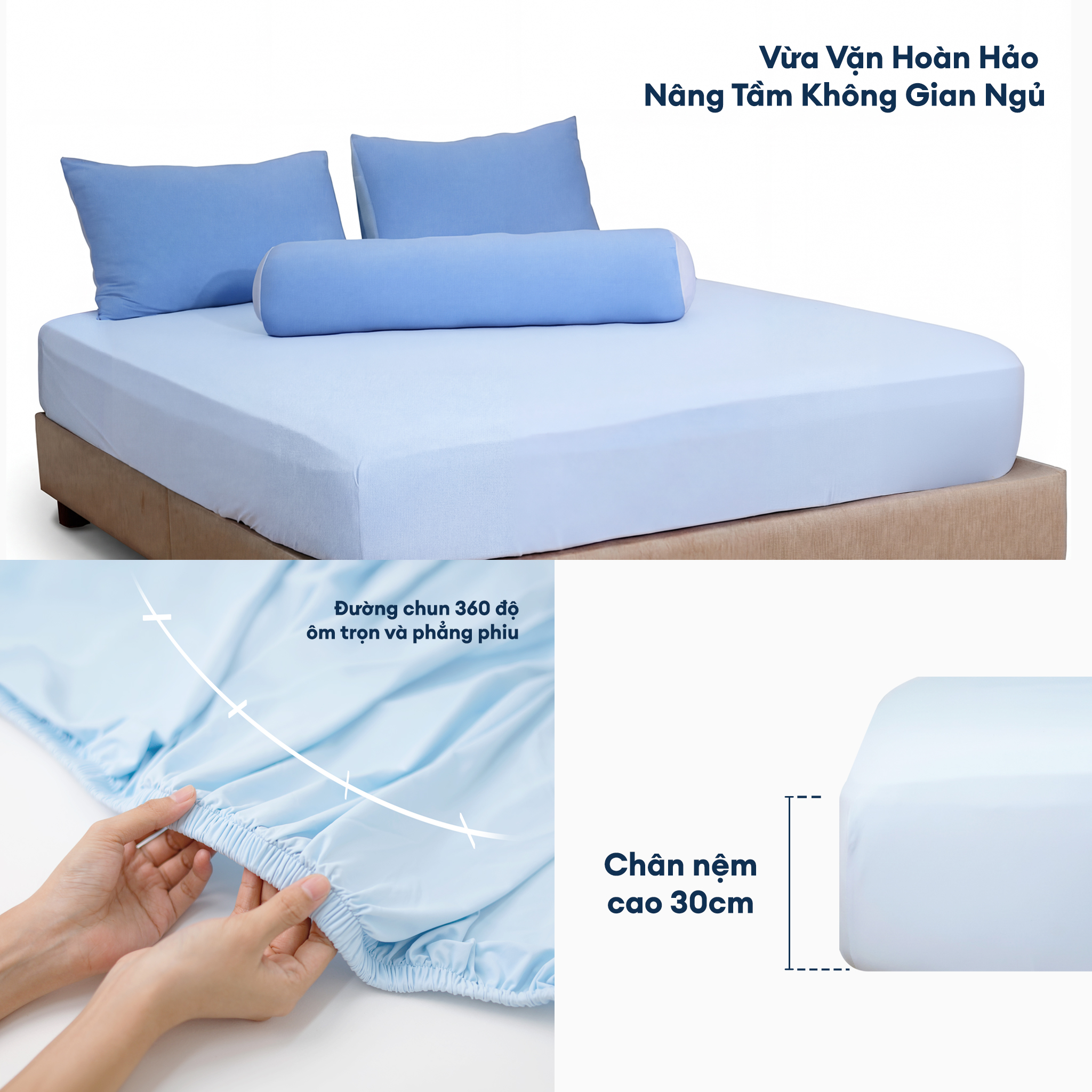 SKY BLUE - Bộ chăn ga gối NIN Cool Plus