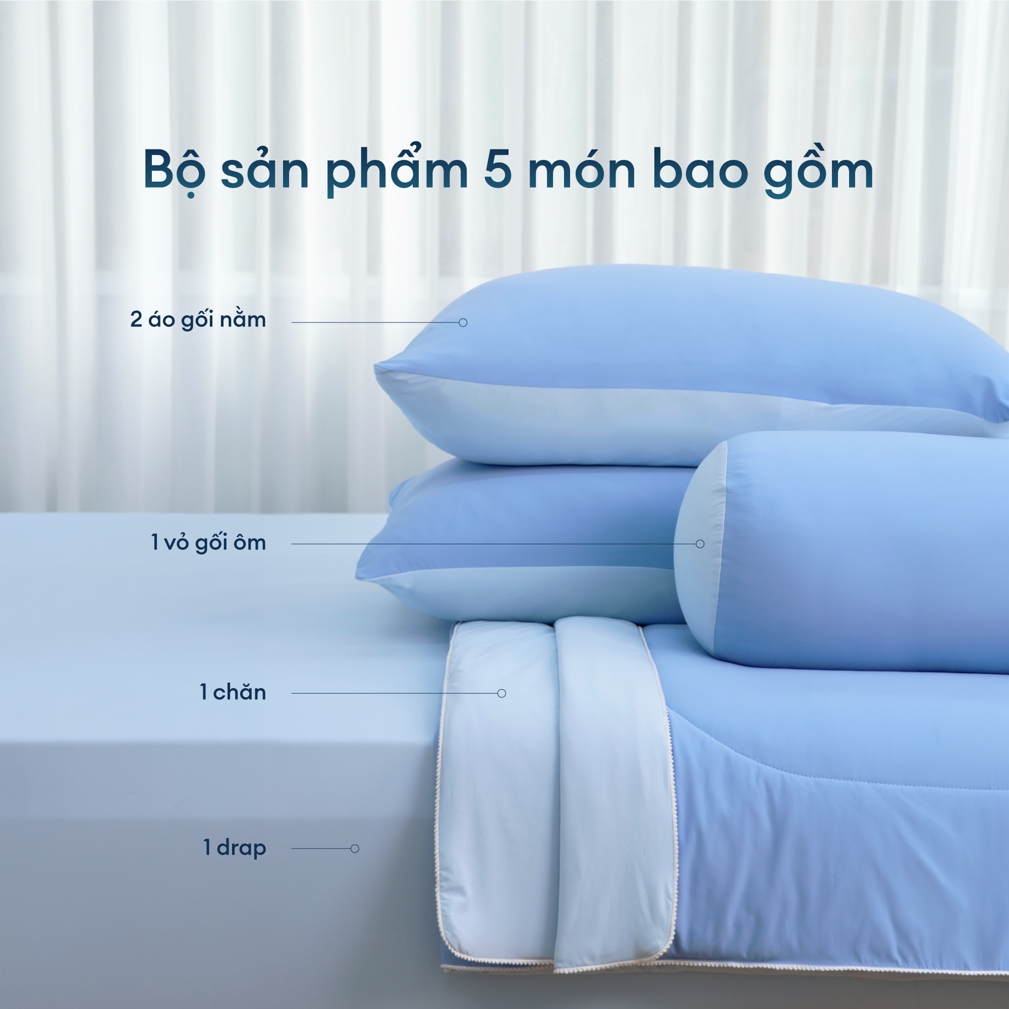 SKY BLUE - Bộ chăn ga gối NIN Cool Plus