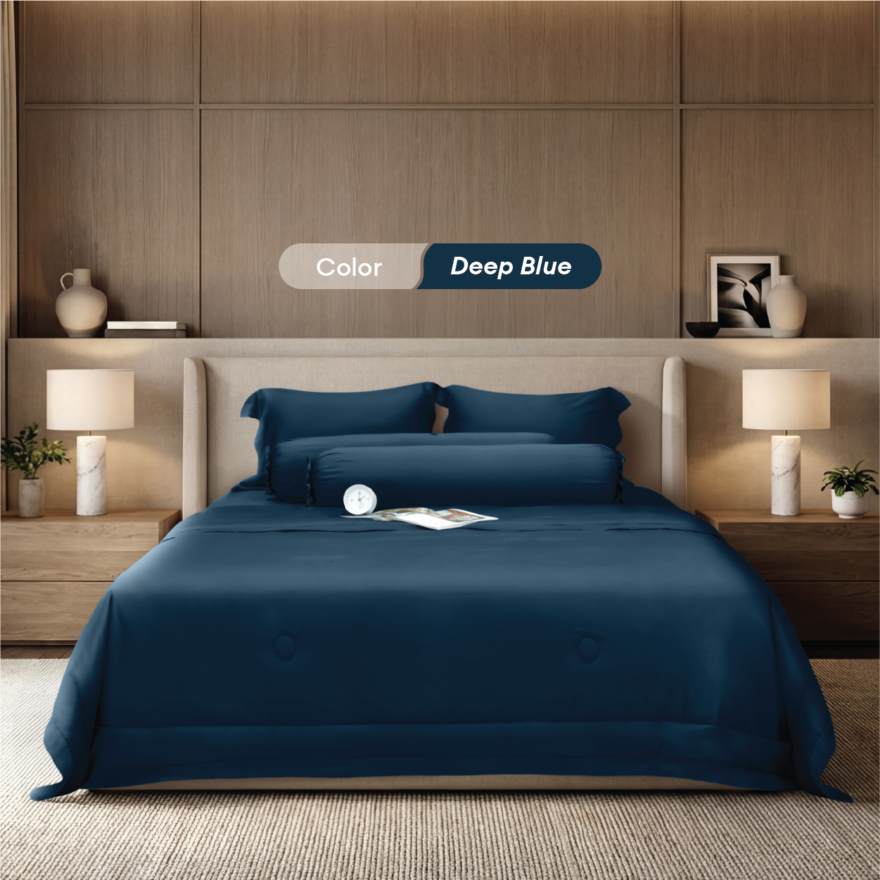 Bộ chăn ga gối Tencel NIN Florence Deep Blue