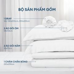 Bộ chăn ga gối Tencel NIN Florence Soft White