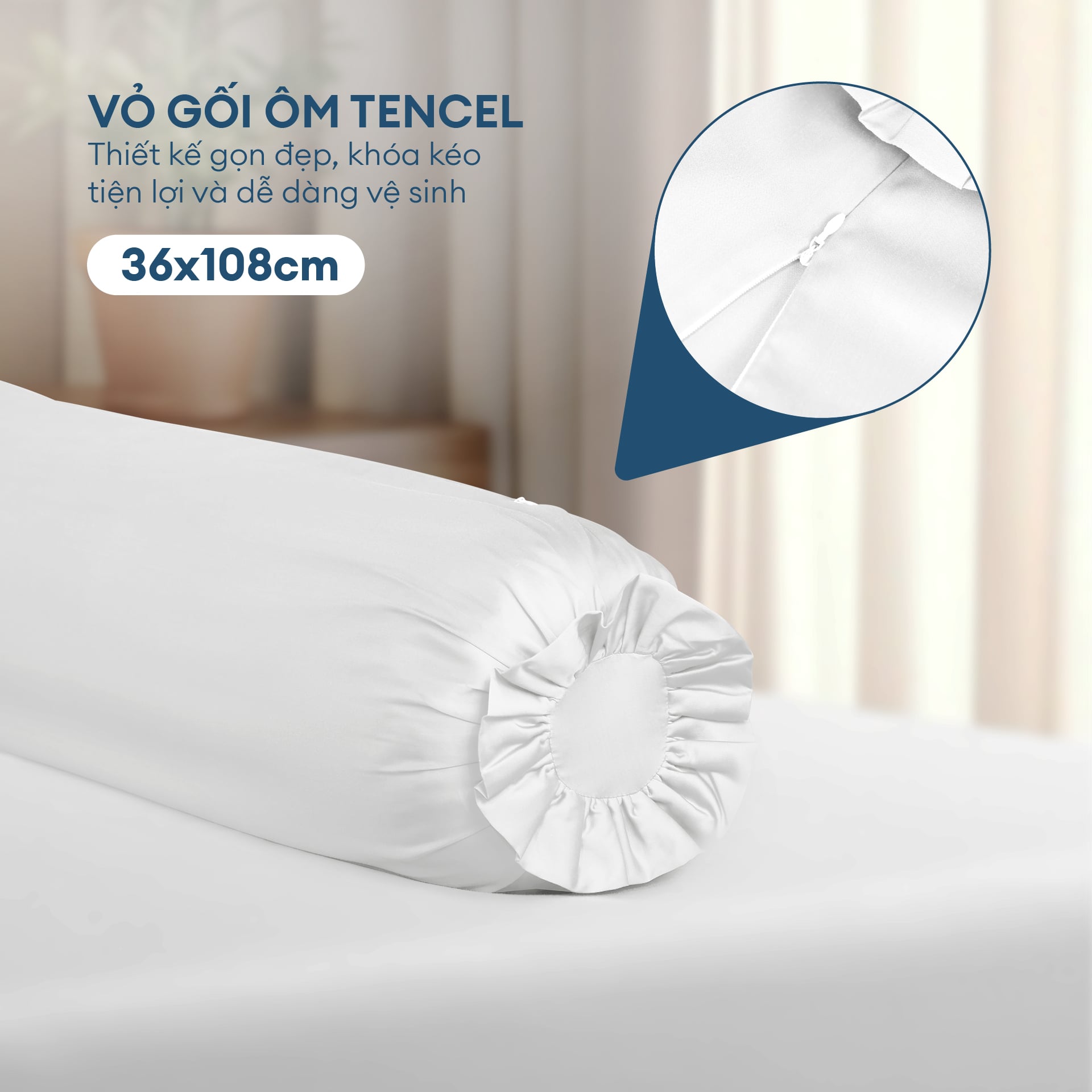 Bộ chăn ga gối Tencel NIN Florence Soft White