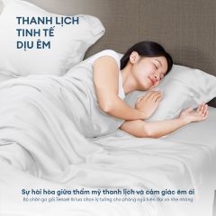 Bộ chăn ga gối Tencel NIN Florence Soft White