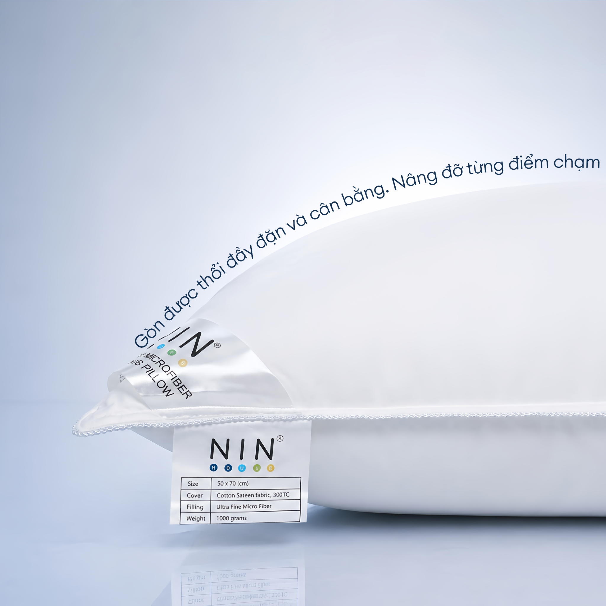 Ruột gối nằm cao cấp NIN House 50x70cm gòn microfiber