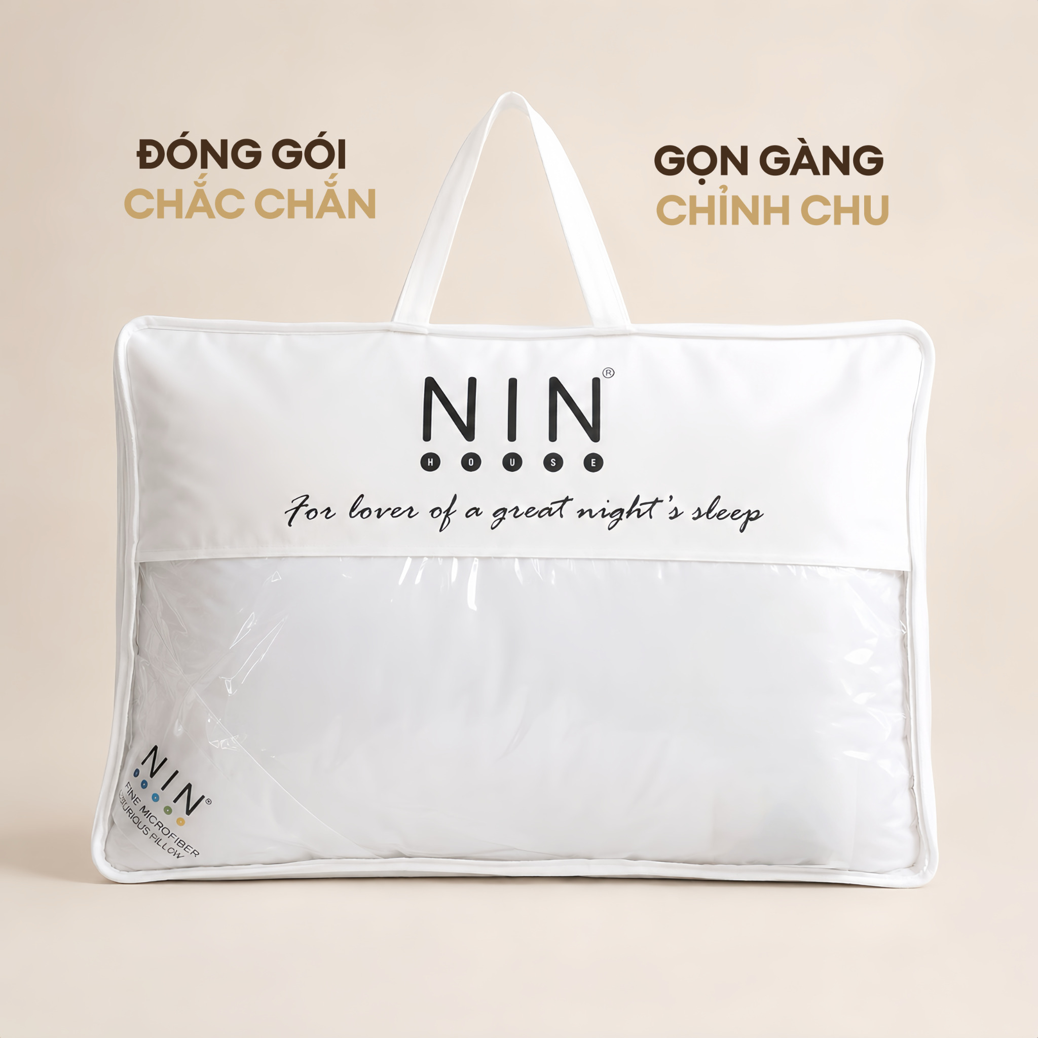 Ruột gối nằm kháng khuẩn 50x70cm NIN House gòn tơ tằm công nghiệp kháng khuẩn