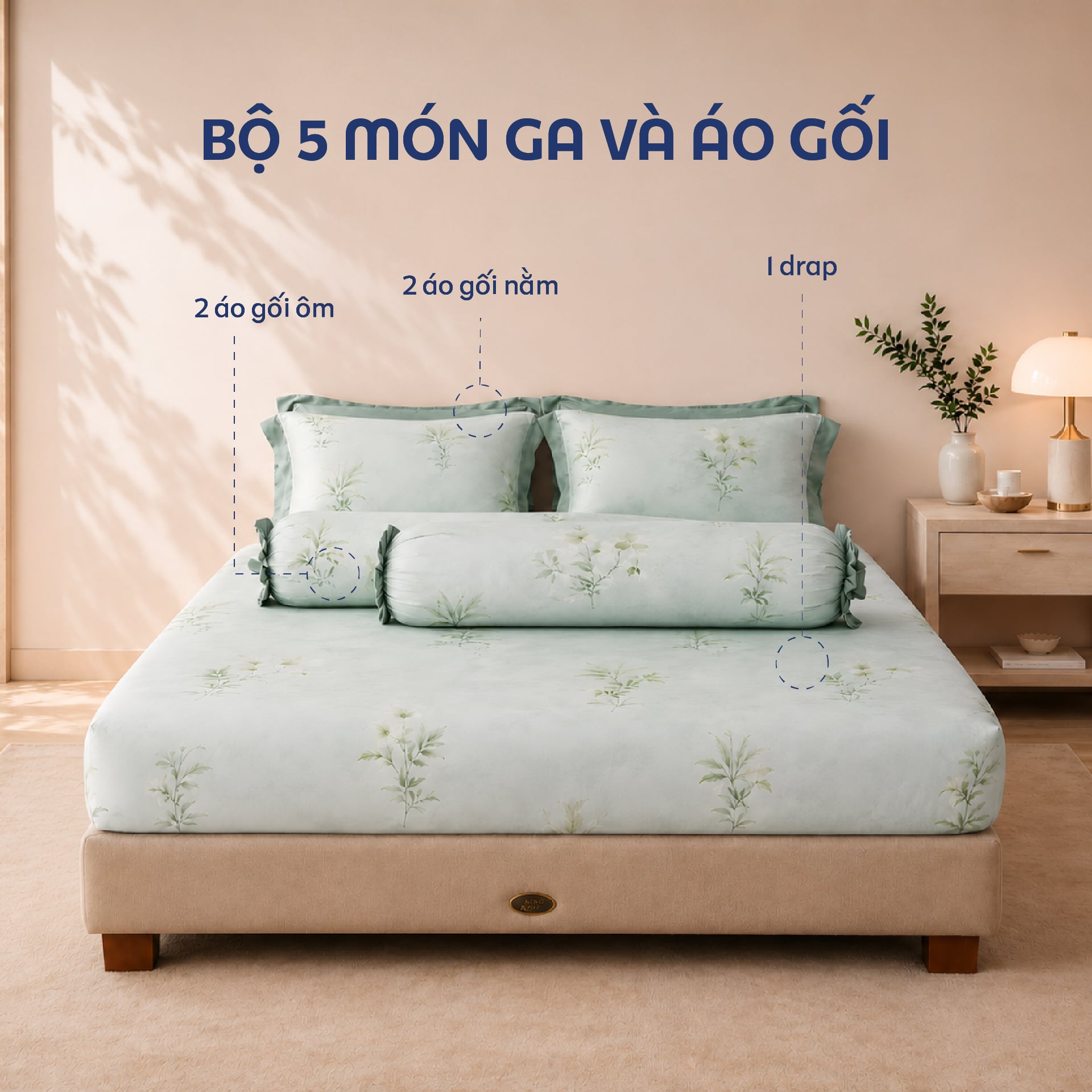 NP8924 - Bộ chăn ga gối Tencel NIN Pristine NP8924