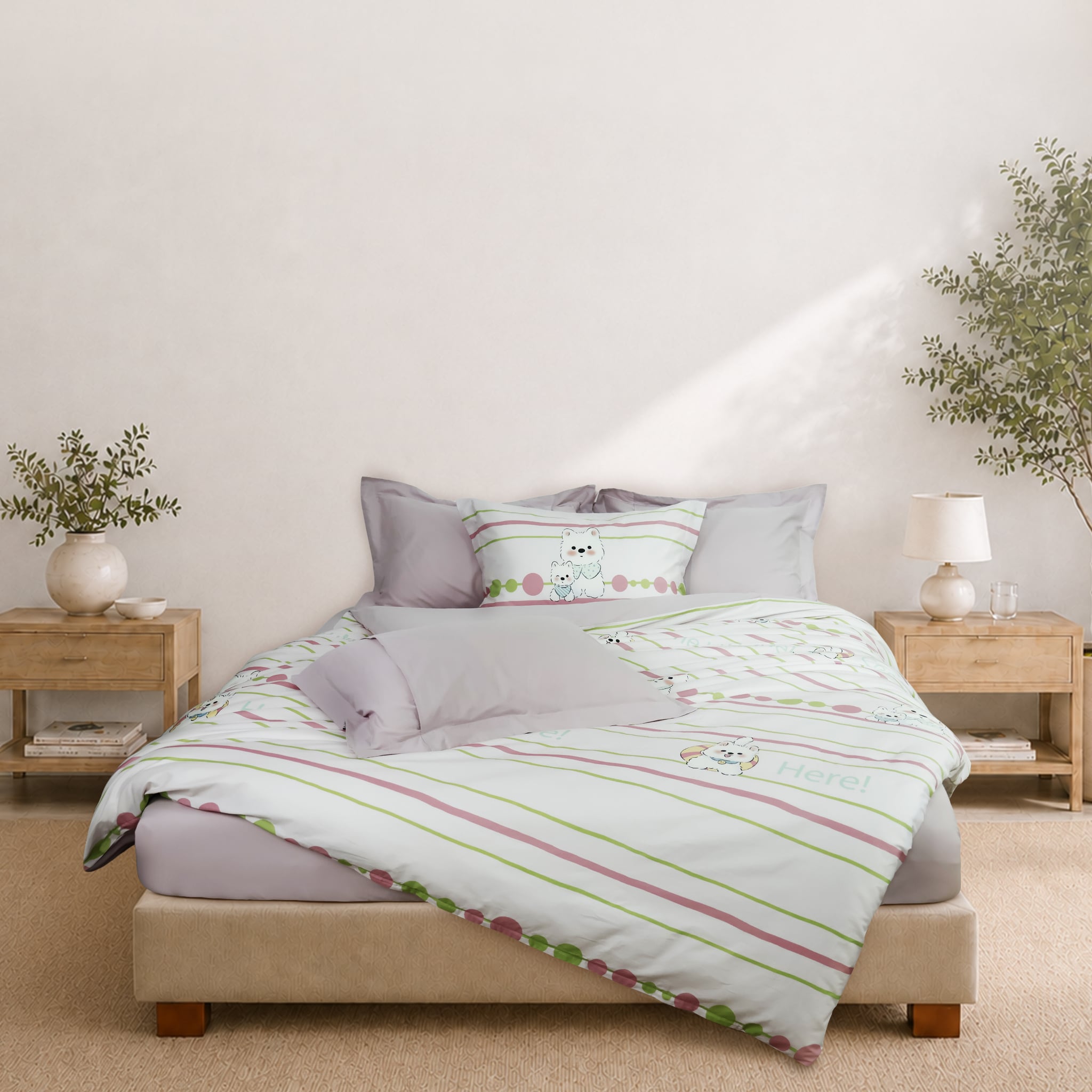 N190081 - Bộ chăn ga gối 100% cotton sateen NIN Collins N190081