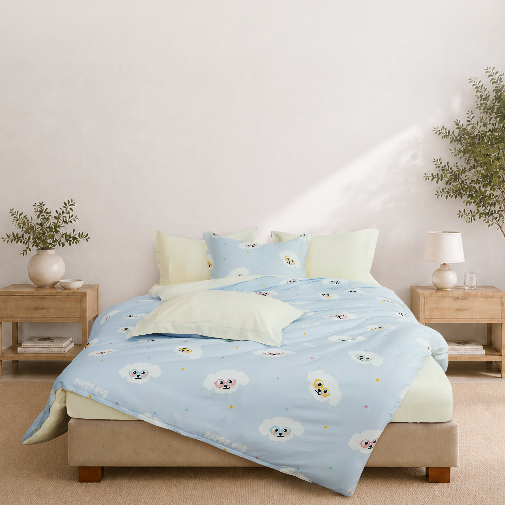 N190082 - Bộ chăn ga gối 100% cotton sateen NIN Collins N190082