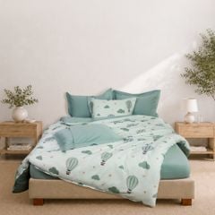 N190083 - Bộ chăn ga gối 100% cotton sateen NIN Collins N190083