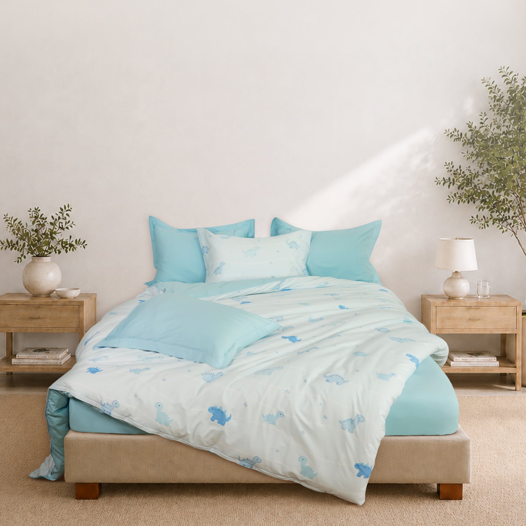 N190084 - Bộ chăn ga gối 100% cotton sateen NIN Collins N190084