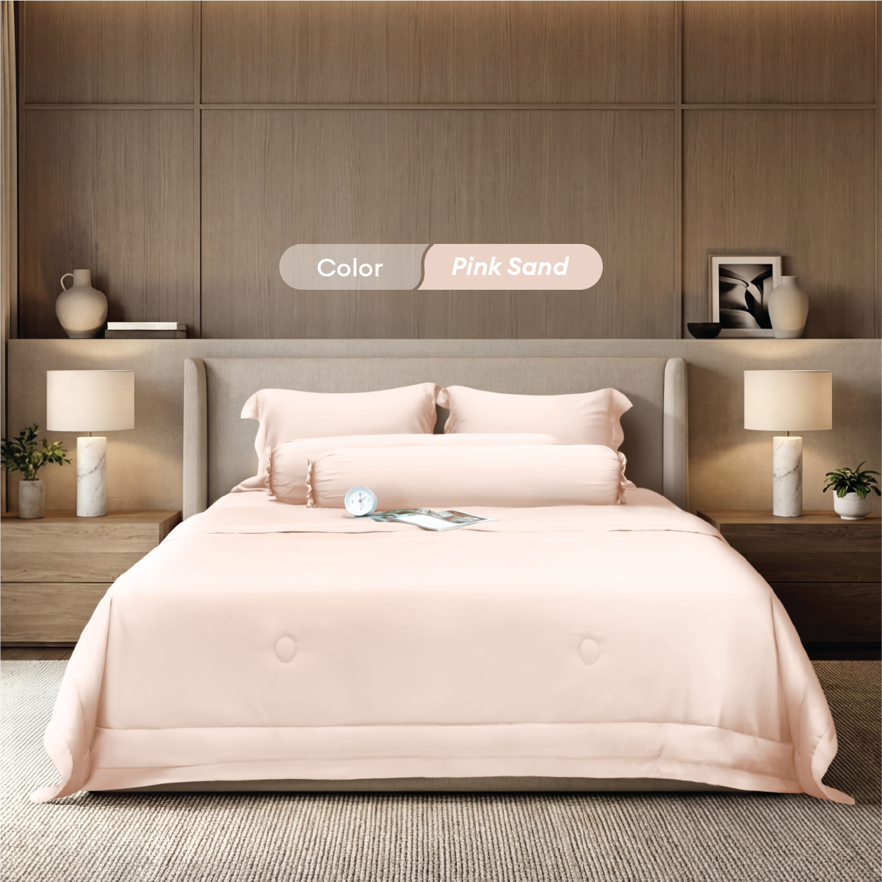 Bộ chăn ga gối Tencel NIN Florence Pink Sand